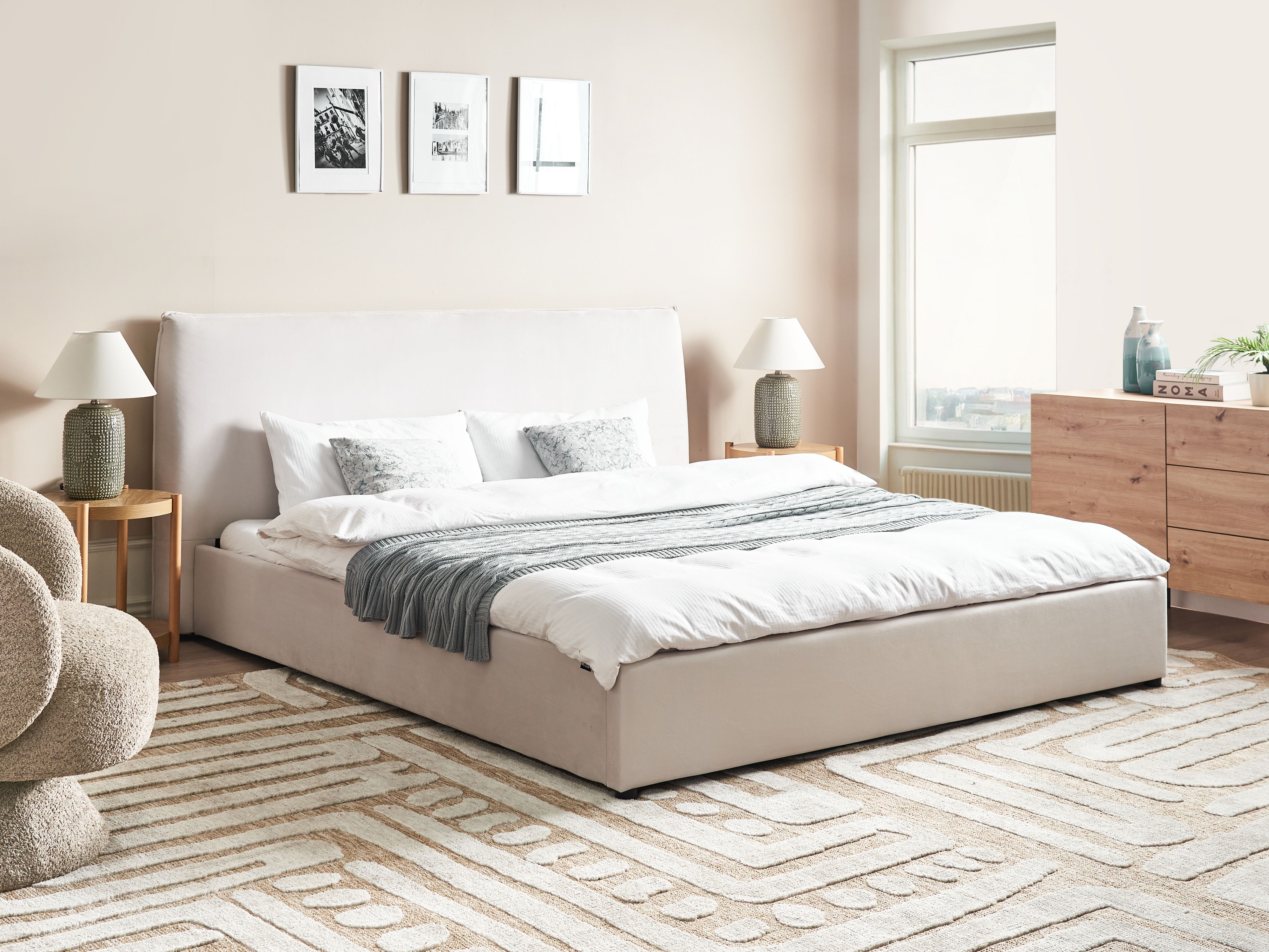 Bed Velvet LAVAUR 180 x 200 cm (EU Super King) Off-White
