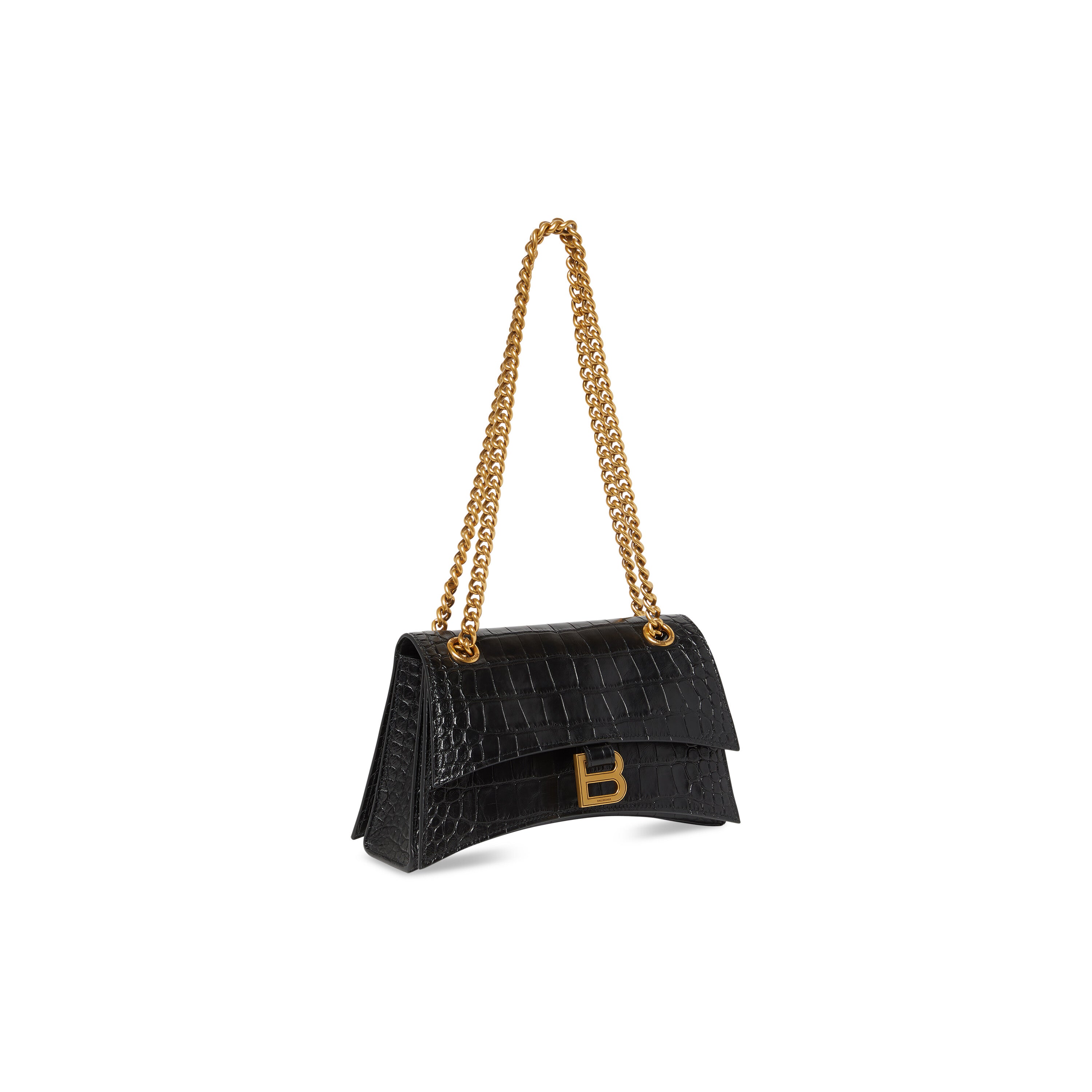 WOMEN'S CRUSH SMALL CHAIN BAG CROCODILE EMBOSSED IN BLACK - Replicaclubs