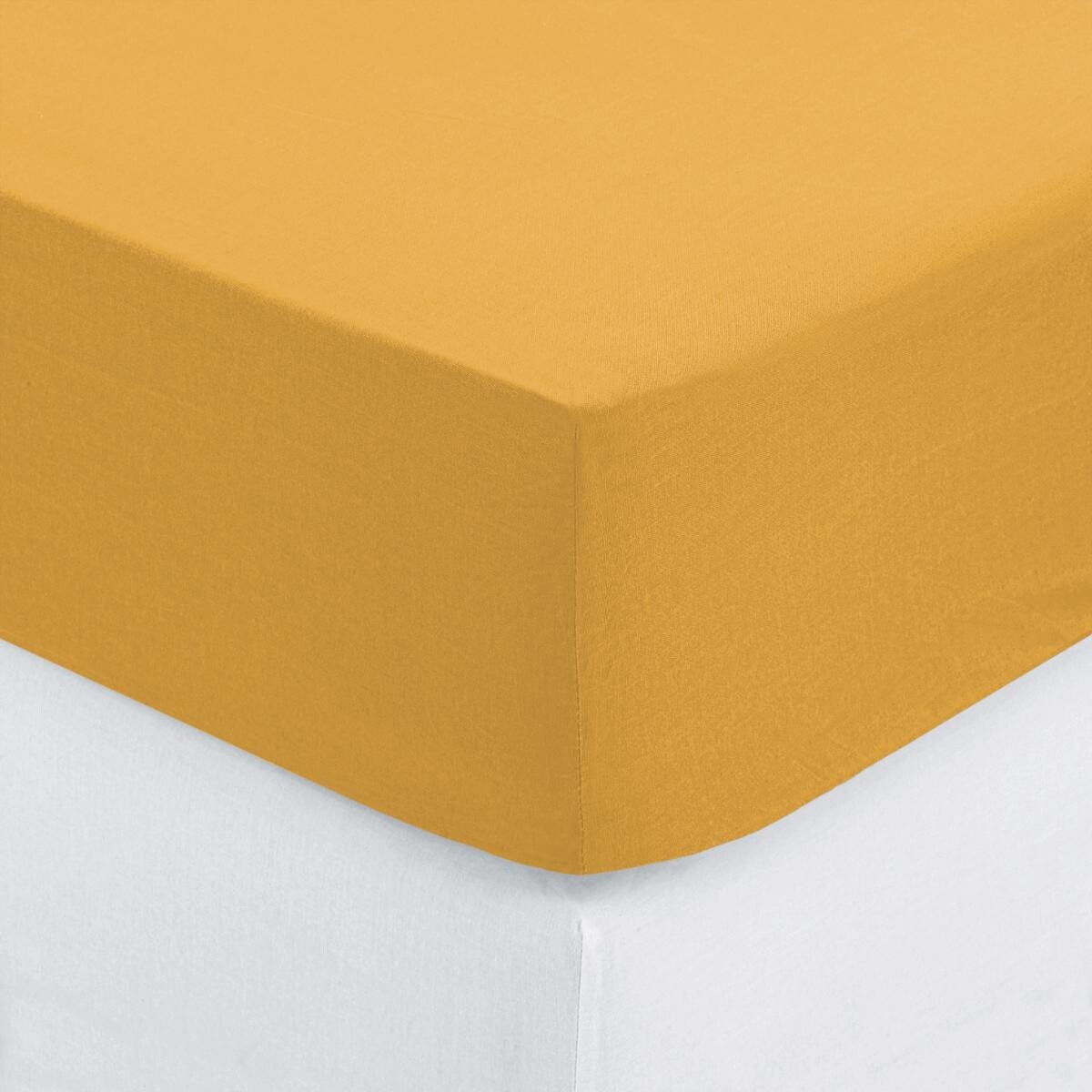 Fitted sheet, cotton Mustard yellow, 140x190 cm