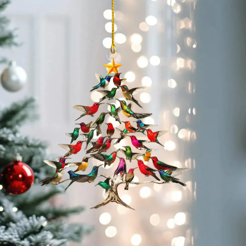 Kleurrijk Vogelornament voor Kerstboomdecoratie – Natuurlijk Ontwerp en Duurzaam Materiaal