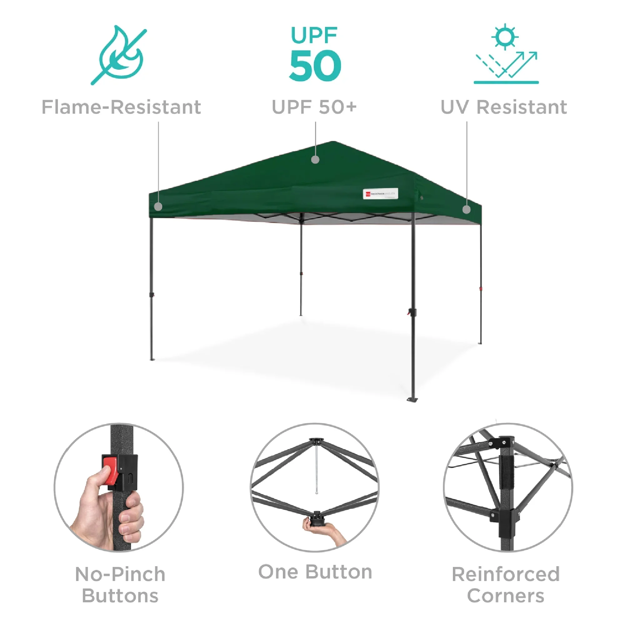 Best Choice Products 10x10ft Easy Setup Pop Up Canopy w/ 1-Button Setup, Wheeled Case, 4 Weight Bags - White - Image 176