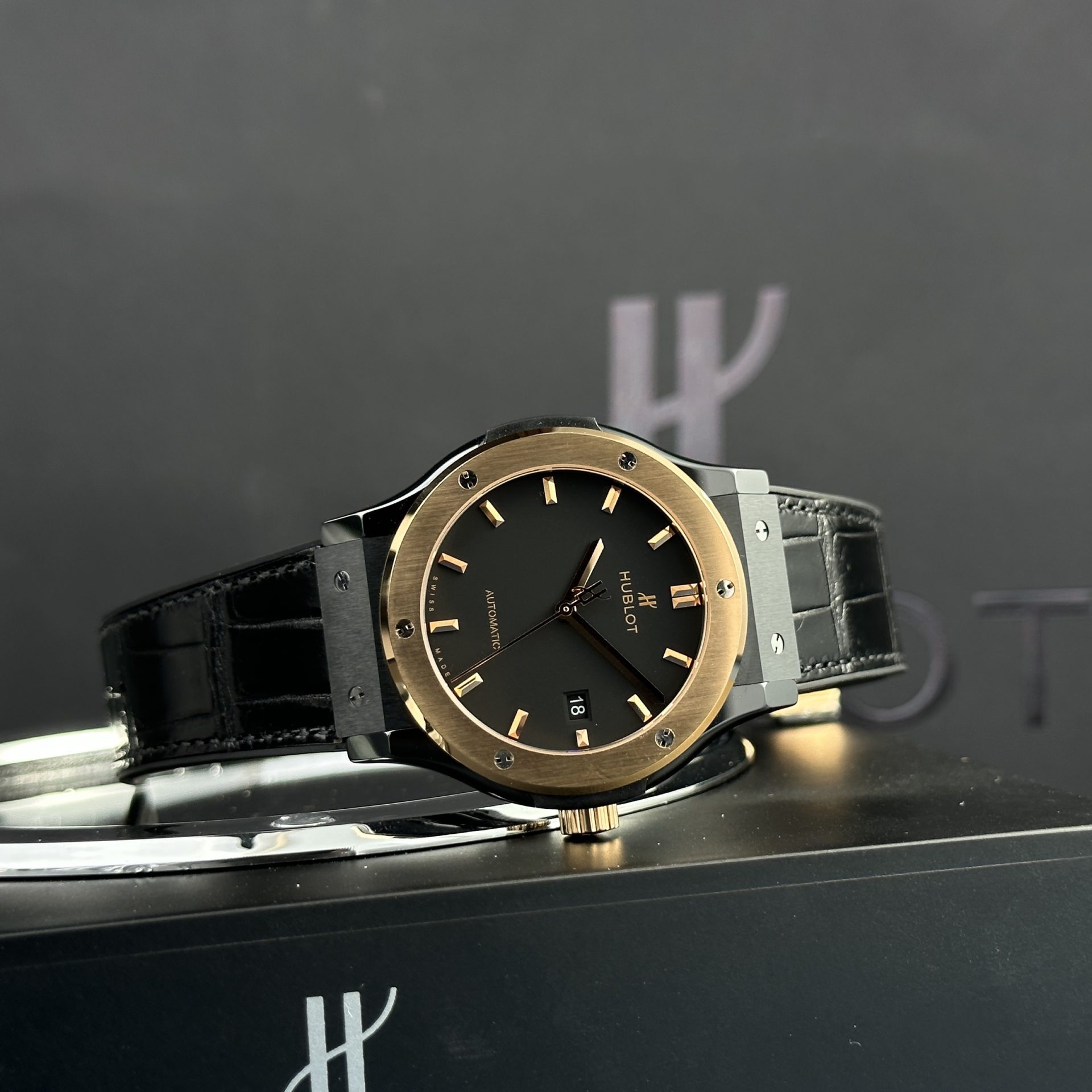 Hublot Best Fake Watches Classic Fusion Ceramic Demi King Gold 42mm - Elite Watch Atelier