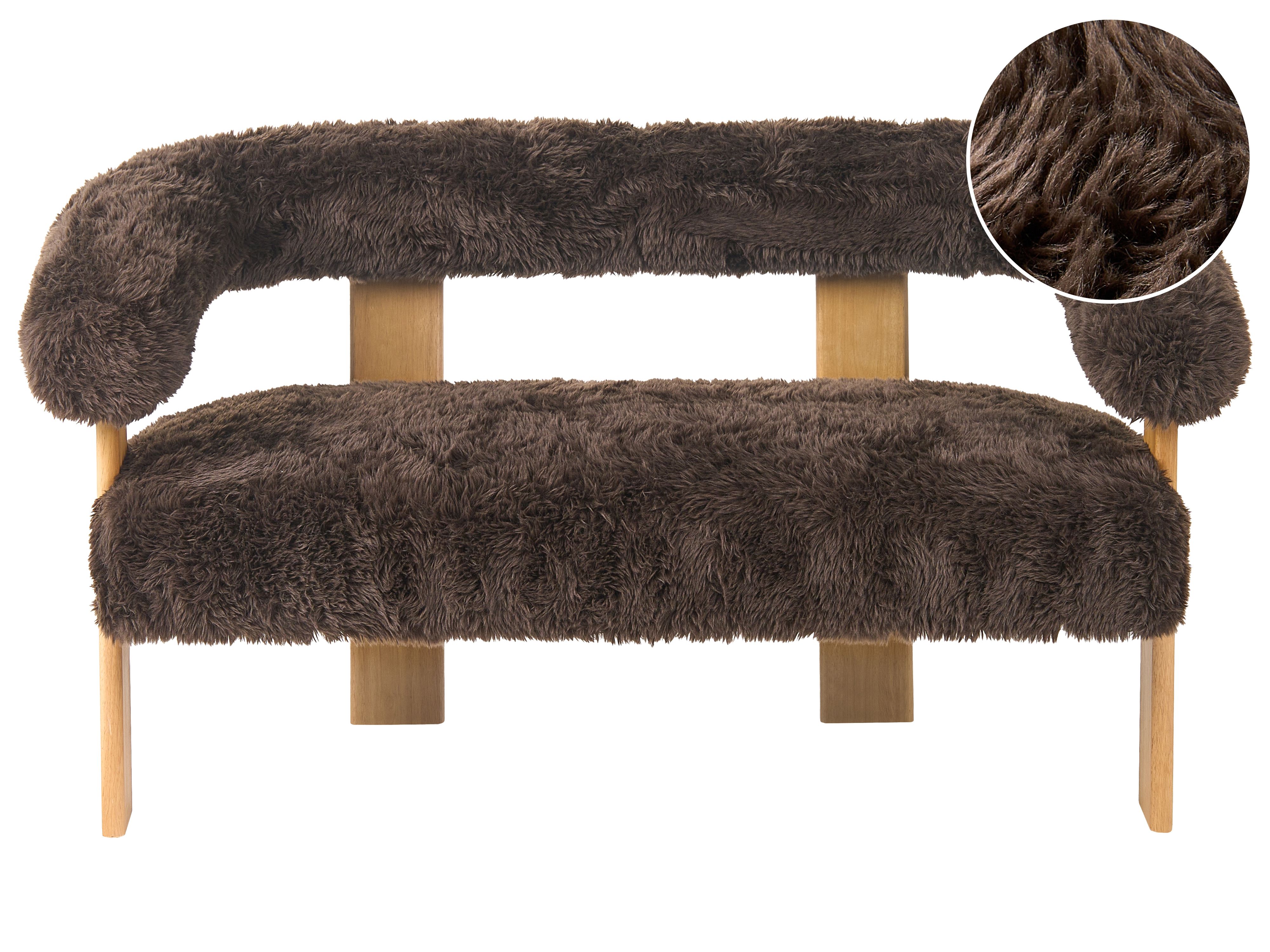 Sofa 2 Seater ILBRO Faux Fur Dark Brown/ Light Brown