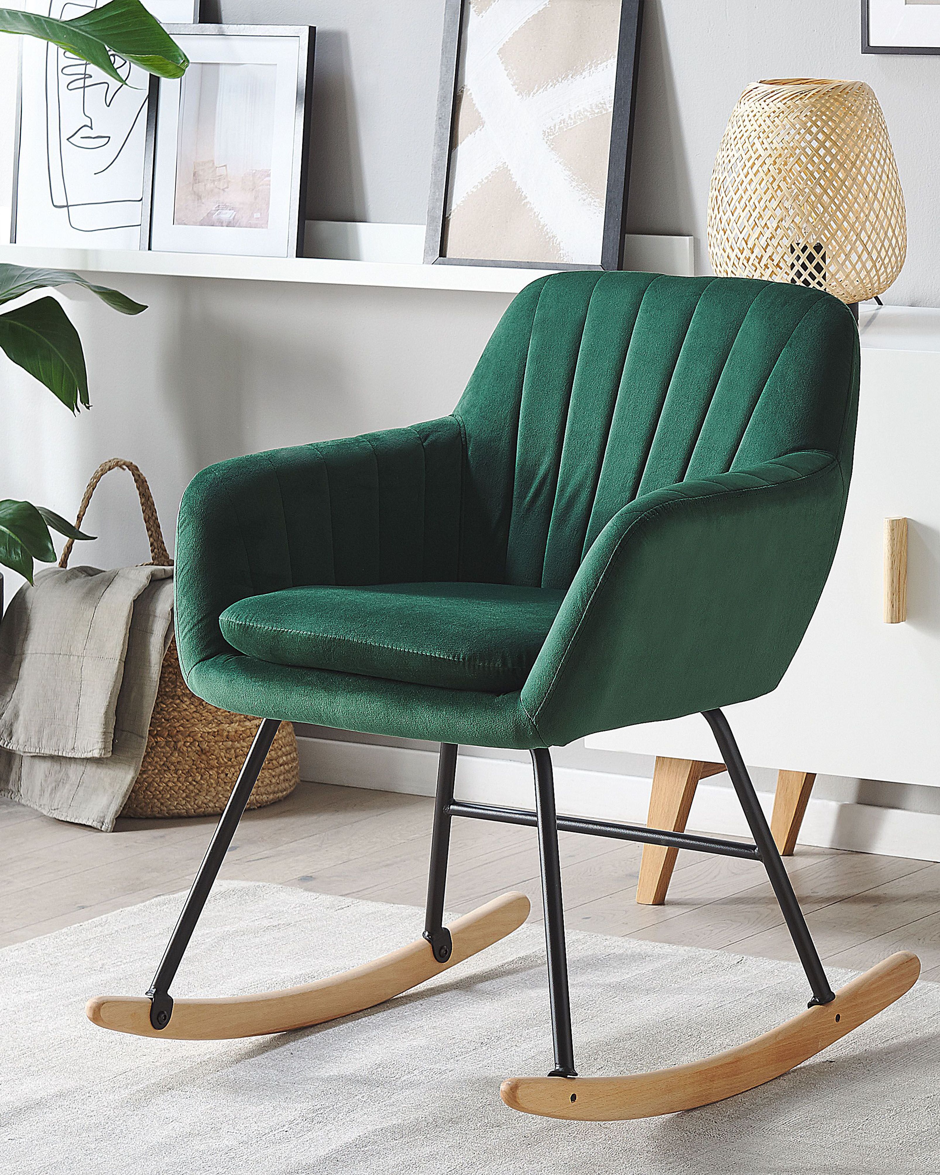 Rocking Chair LIARUM Velvet Emerald Green