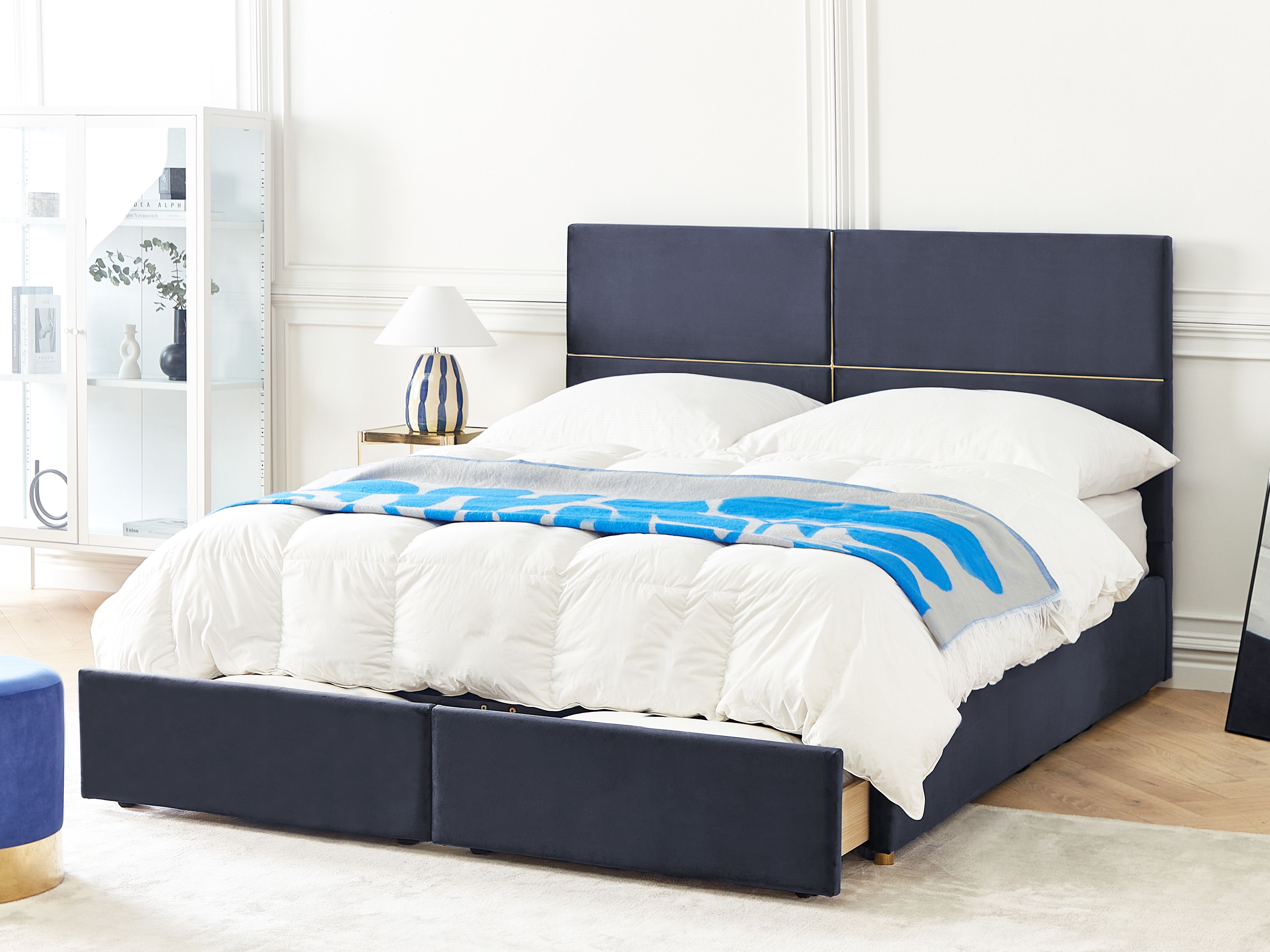 Ottoman Bed Velvet VERNOYES 180 x 200 cm (EU Super King) Black