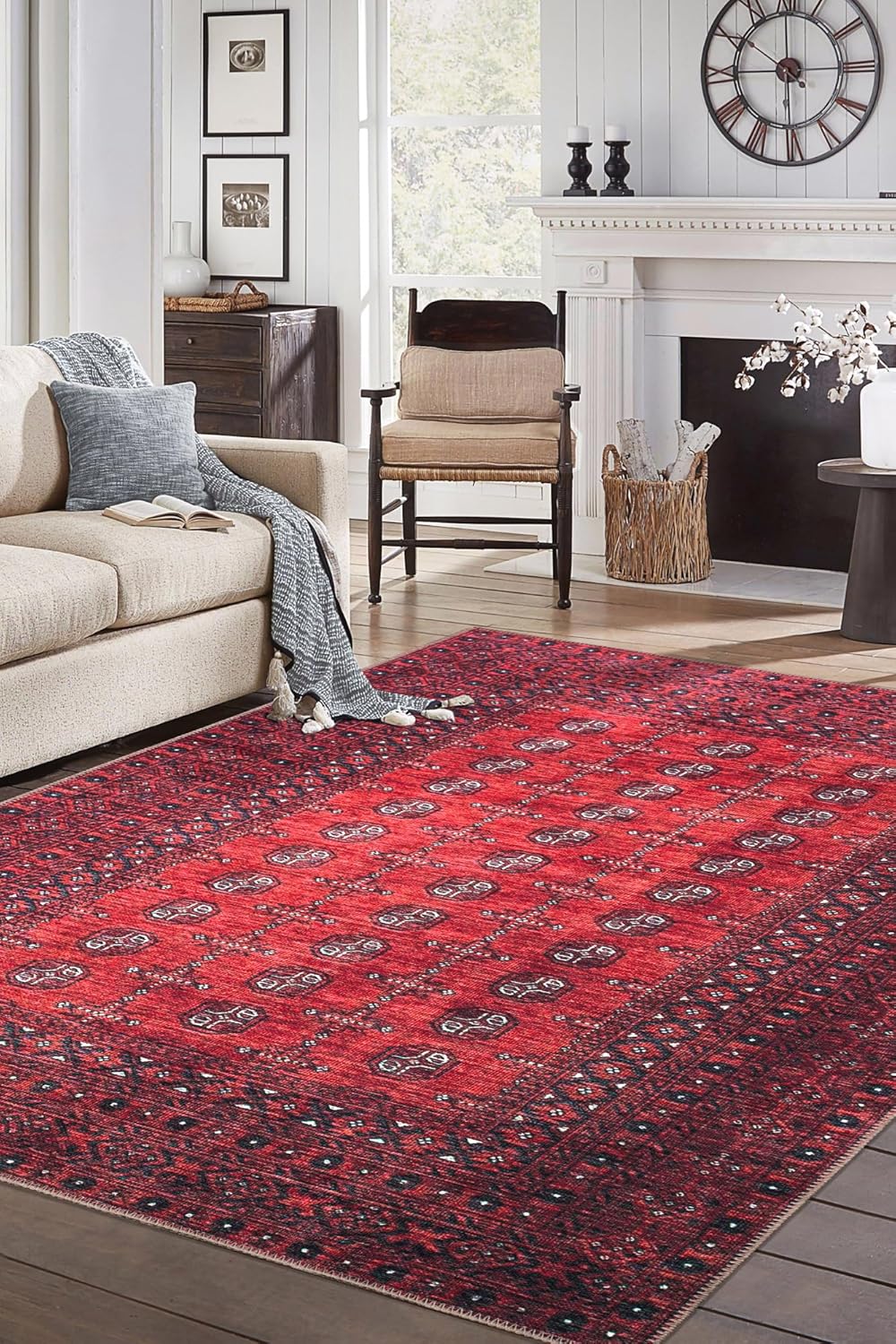 Keen Home Design 10x14 Rug - Machine Washable Area Rug with Non-Slip Backing, Ideal for Living Room, Dining Room, Bedroom - Vintage, Easy Clean, Durable, Low Pile Rug - (9'7