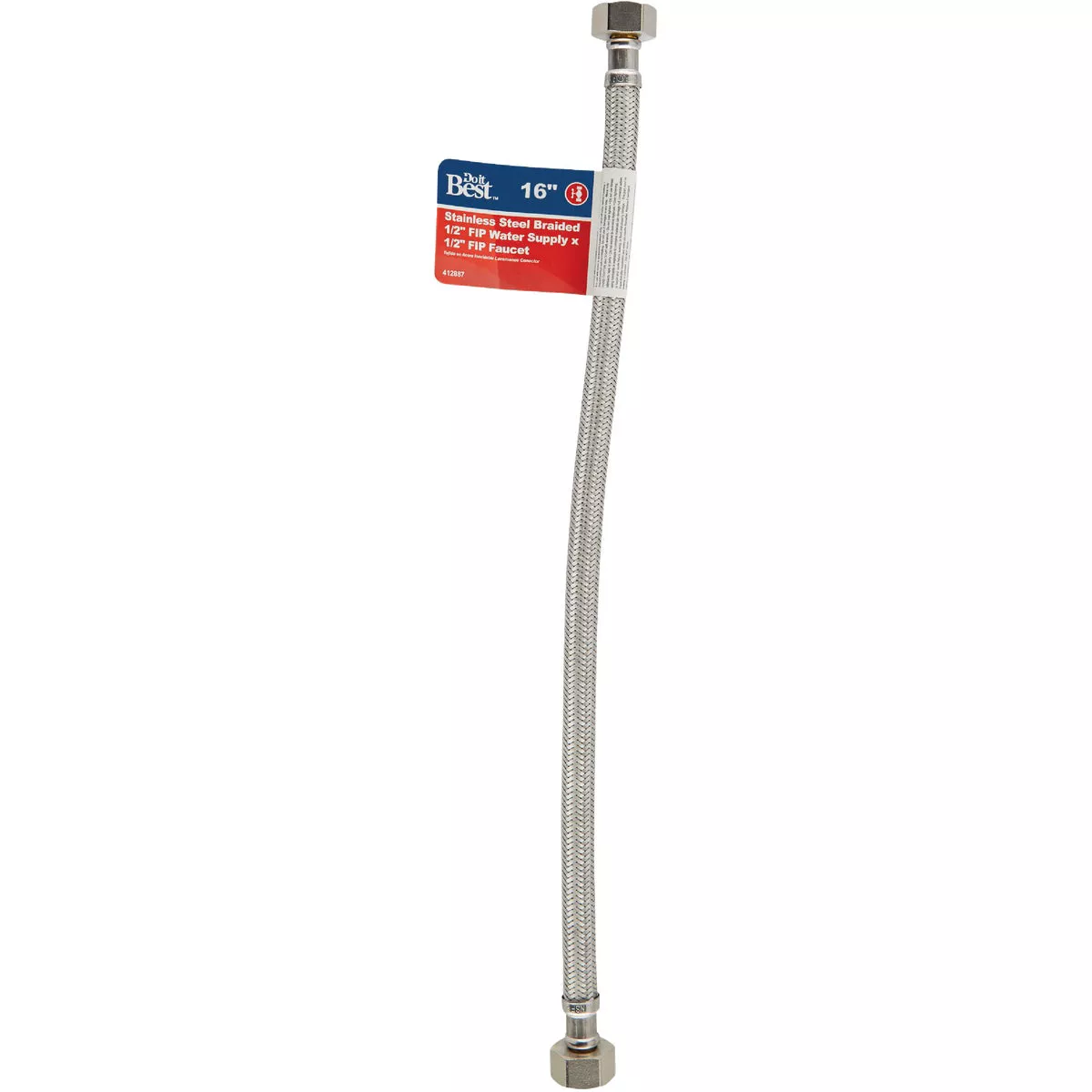 Do it Best 1/2 In. F X 1/2 In. F X 16 In. L. Braided Stainless Steel Faucet Supply Line