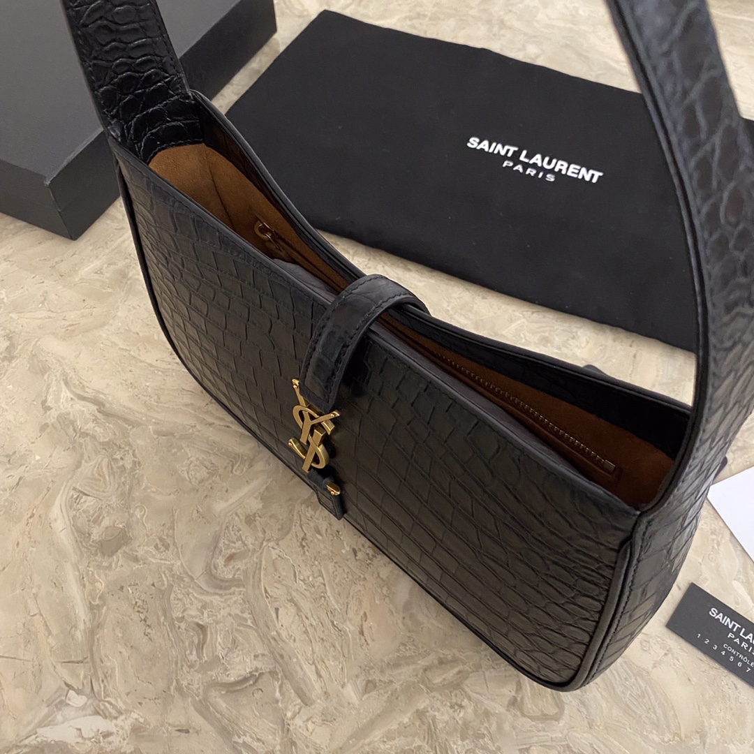 LE 5 À 7 HOBO BAG IN CROCODILE-EMBOSSED SHINY LEATHER1:1High-quality replica