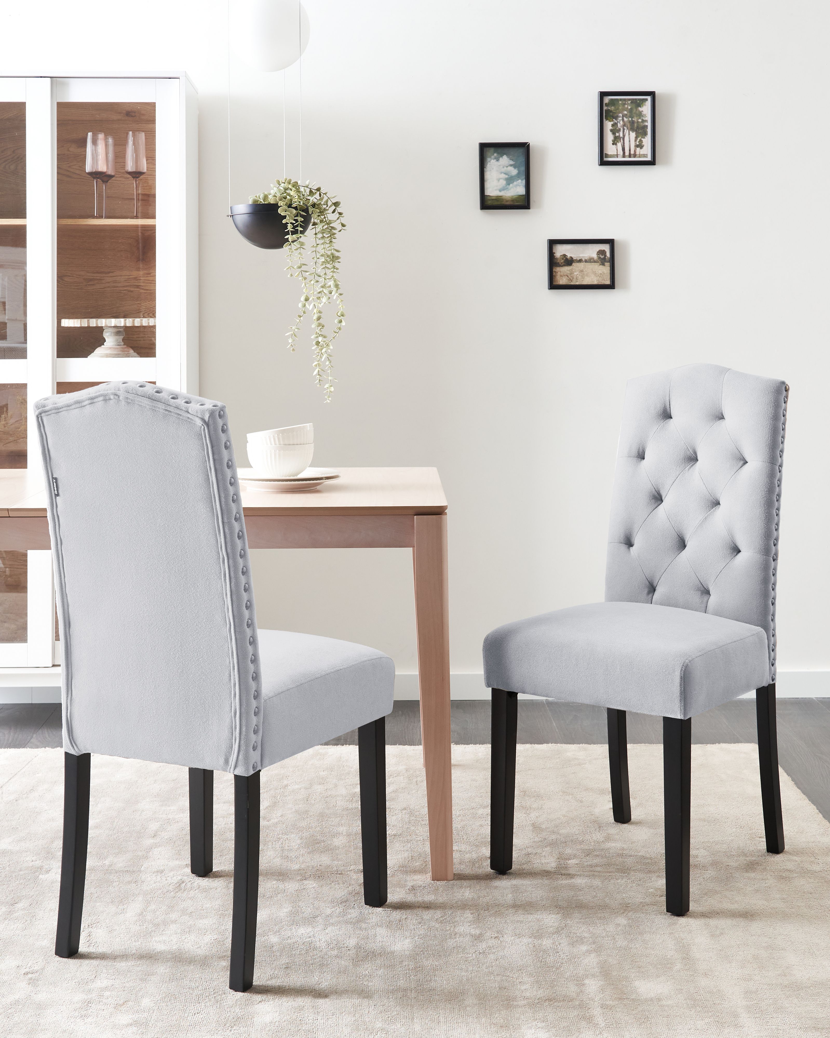 Set of 2 Dining Chairs SHIRLEY Fabric Grey