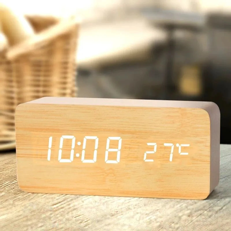WoodLume | Houten Wekker met LED Digitale Weergave