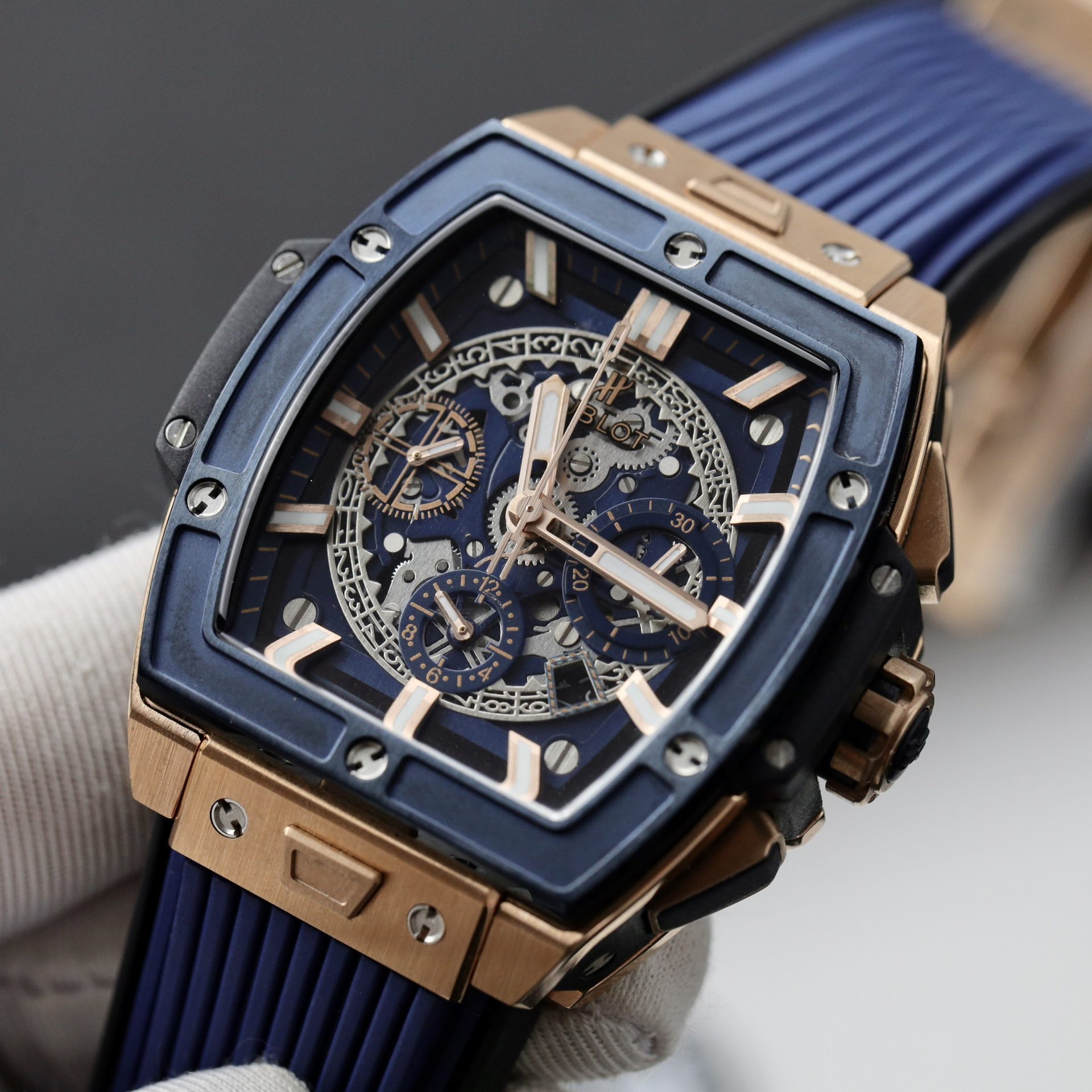 Hublot Replica Watches Spirit Of Big Bang King Gold Bezel Ceramic Blue 42mm - Top club
