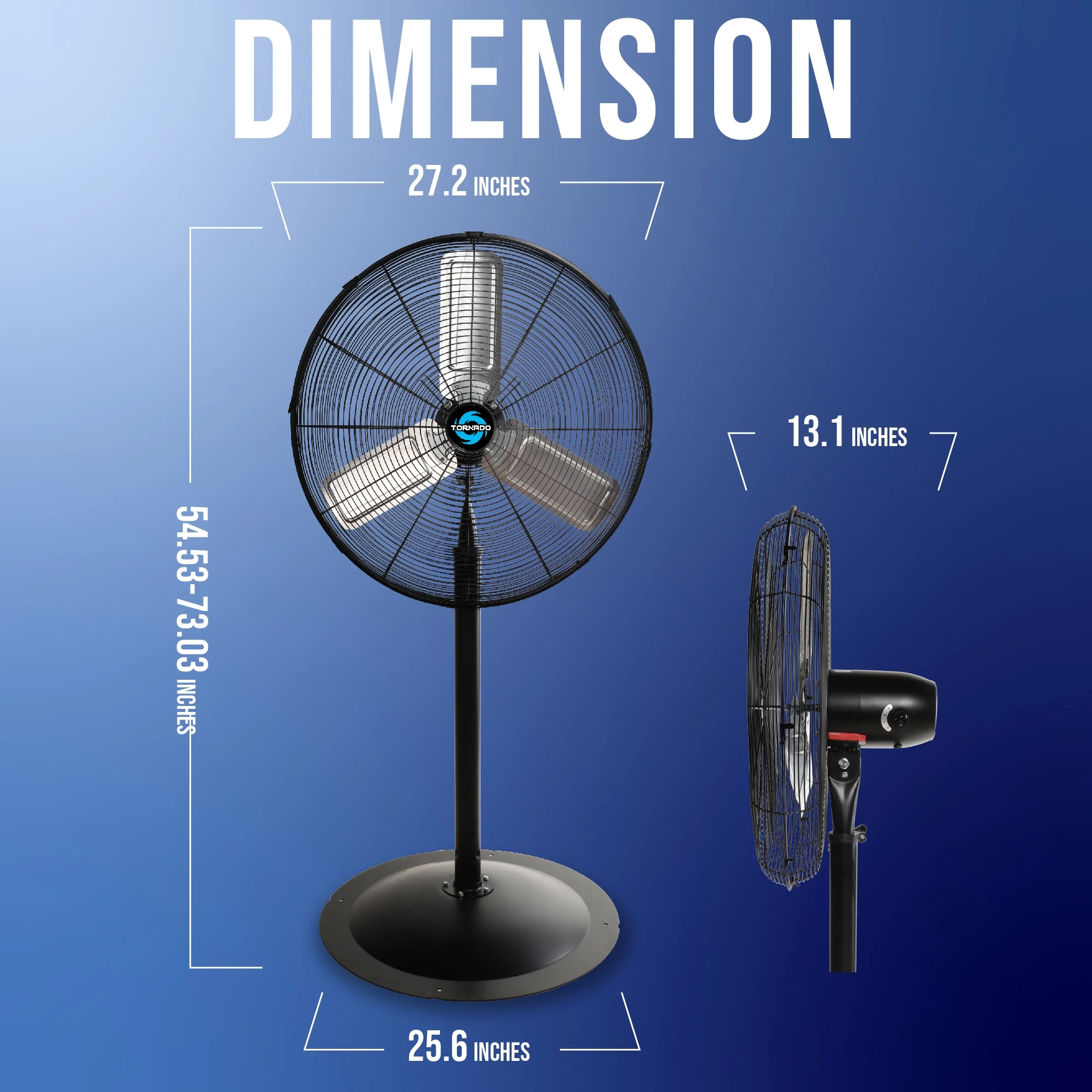 Tornado - 20 Inch High Velocity Metal Oscillating Pedestal Fan - Commercial, Industrial Use Water-Resistant - Image 41