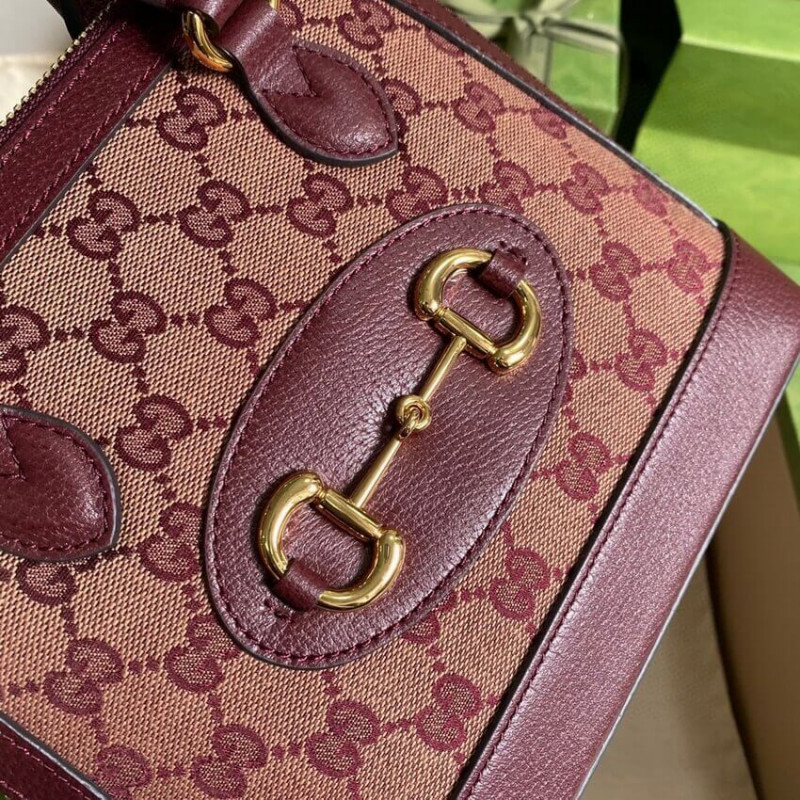 Replica Gucci Horsebit 1955 Gg Mini Bag 677212 In Burgundy Gg Canvas1:1High-quality replica