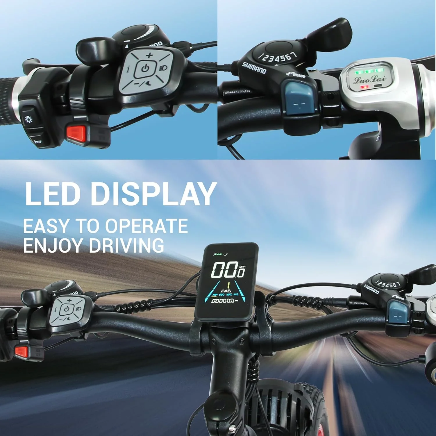 3000W Peak Dual Motor Ebike, 52V 30AH Battery Electric Bike for Adults, 7-Speed 40MPH AWD Ebike Mountain Snow E-Bike with 26" x 4.0 Fat Tire MTB Hydraulic Disc Brake for Off-Road Snow - Image 6
