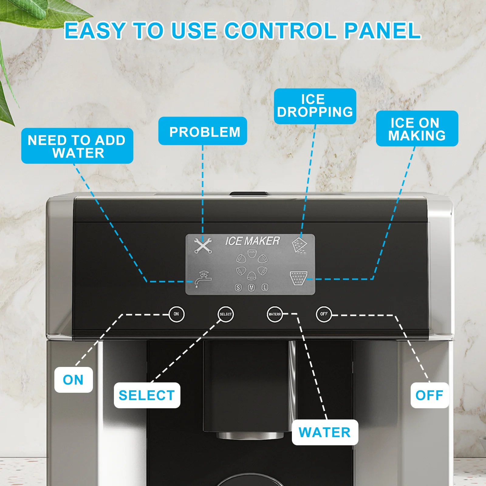 TABU 40Lbs/24H Countertop Ice Maker Machine,3 in 1 Ice Maker with Water Dispenser,Crushed Ice,Black - Image 21