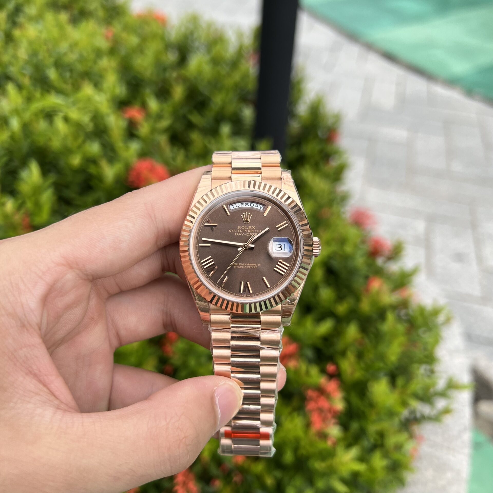 Rolex Day-Date Replica 1:1 Watch Chocolate Dial EW Factory 40mm - Elite Watch Atelier