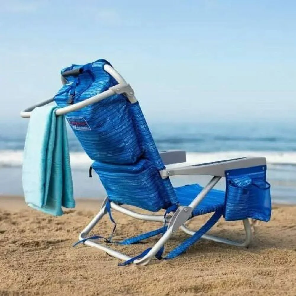 Tommy Bahama Backpack Beach Chairs, Blue, 2 Pack - 300 lb Capacity - Image 3 Tommy Bahama Backpack Beach Chairs, Blue, 2 Pack - 300 lb Capacity - Image 3