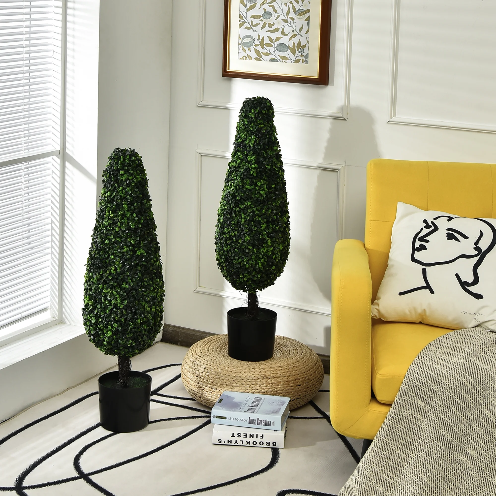 Costway 2 Pack 3FT Artificial Tower Topiary Tree UV Resistant Indoor Outdoor - Image 3