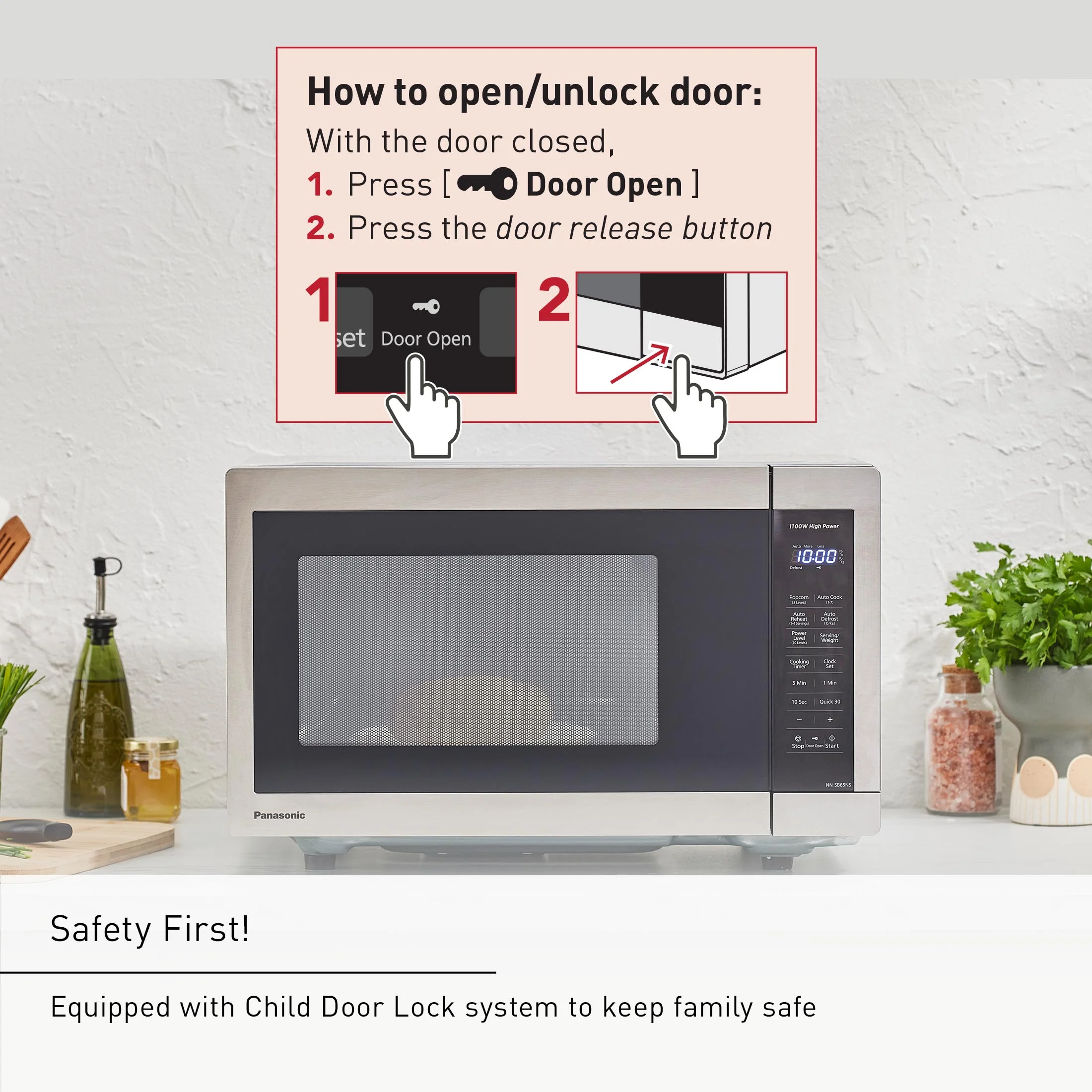 Panasonic 1.3 cu ft Countertop Microwave Oven in Glass Door - Image 6