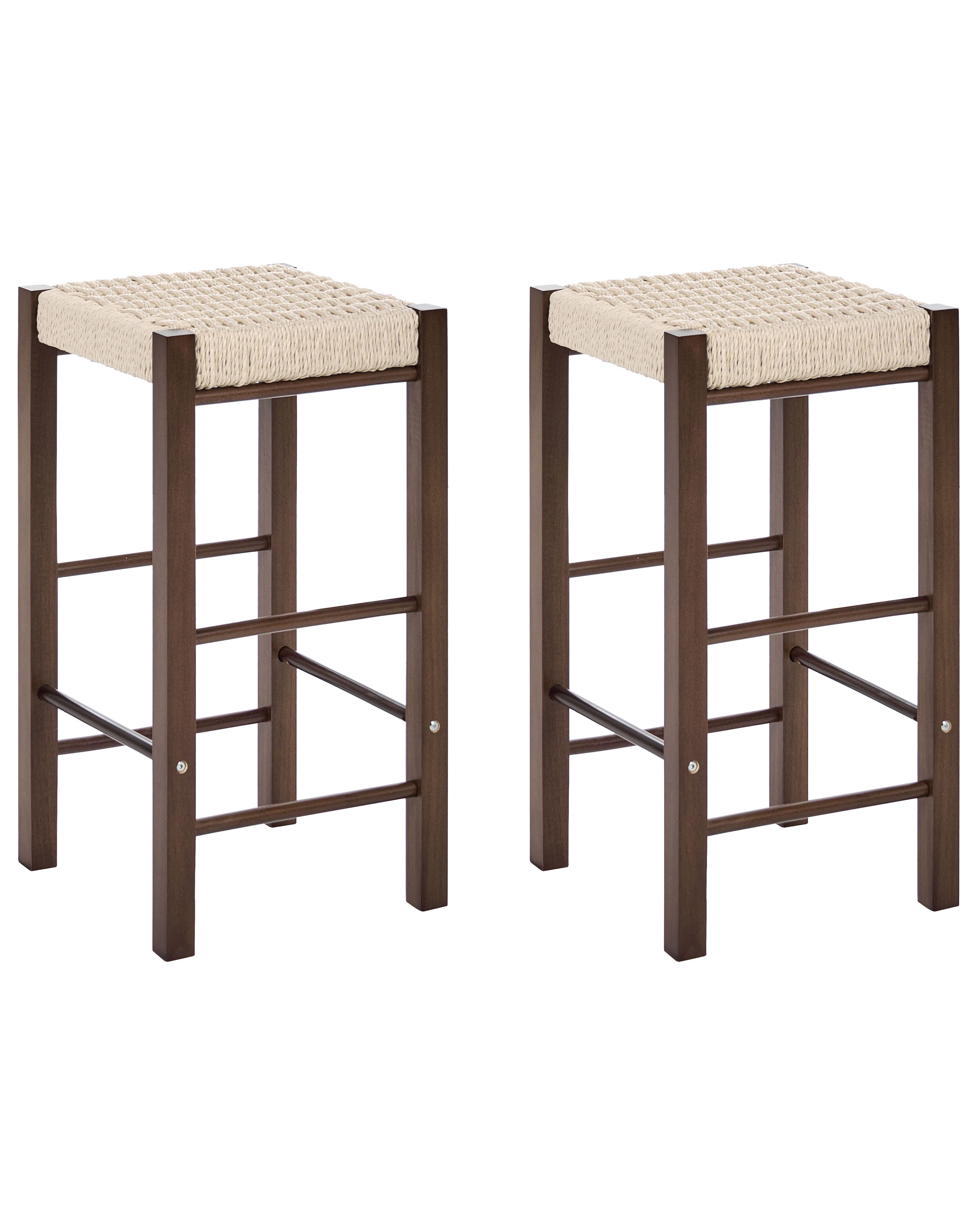 Set of 2 Bar Stools EMBRUN Wood Dark Brown