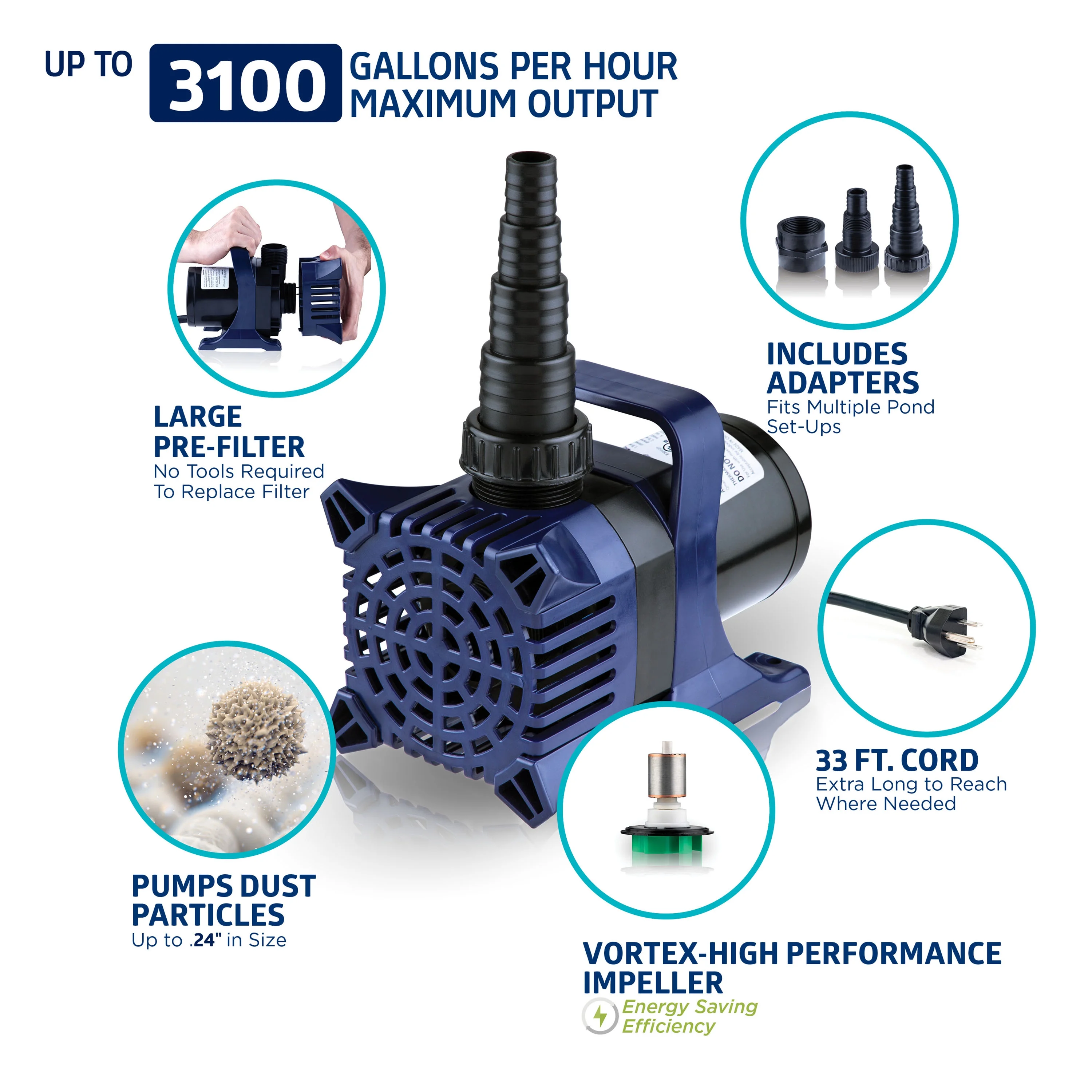 Alpine Corporation 2100 GPH Cyclone Pond Pump Submersible - Image 45