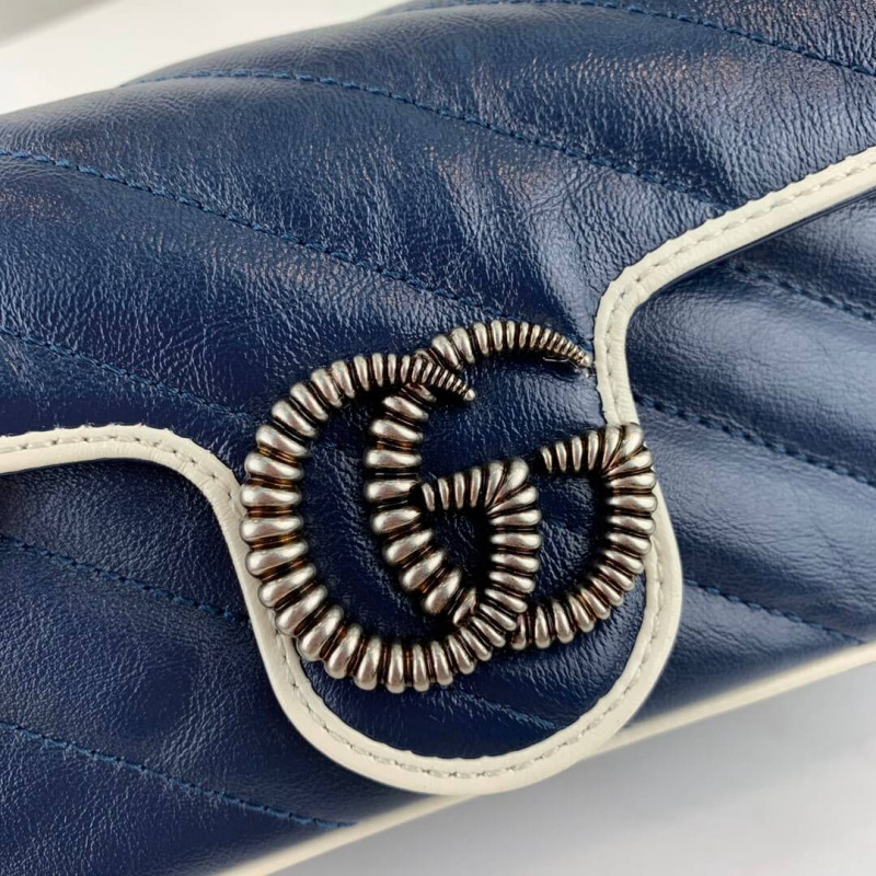 Replica Gucci Gg Marmont Super Mini Bag 574969 Blue1:1High-quality replica