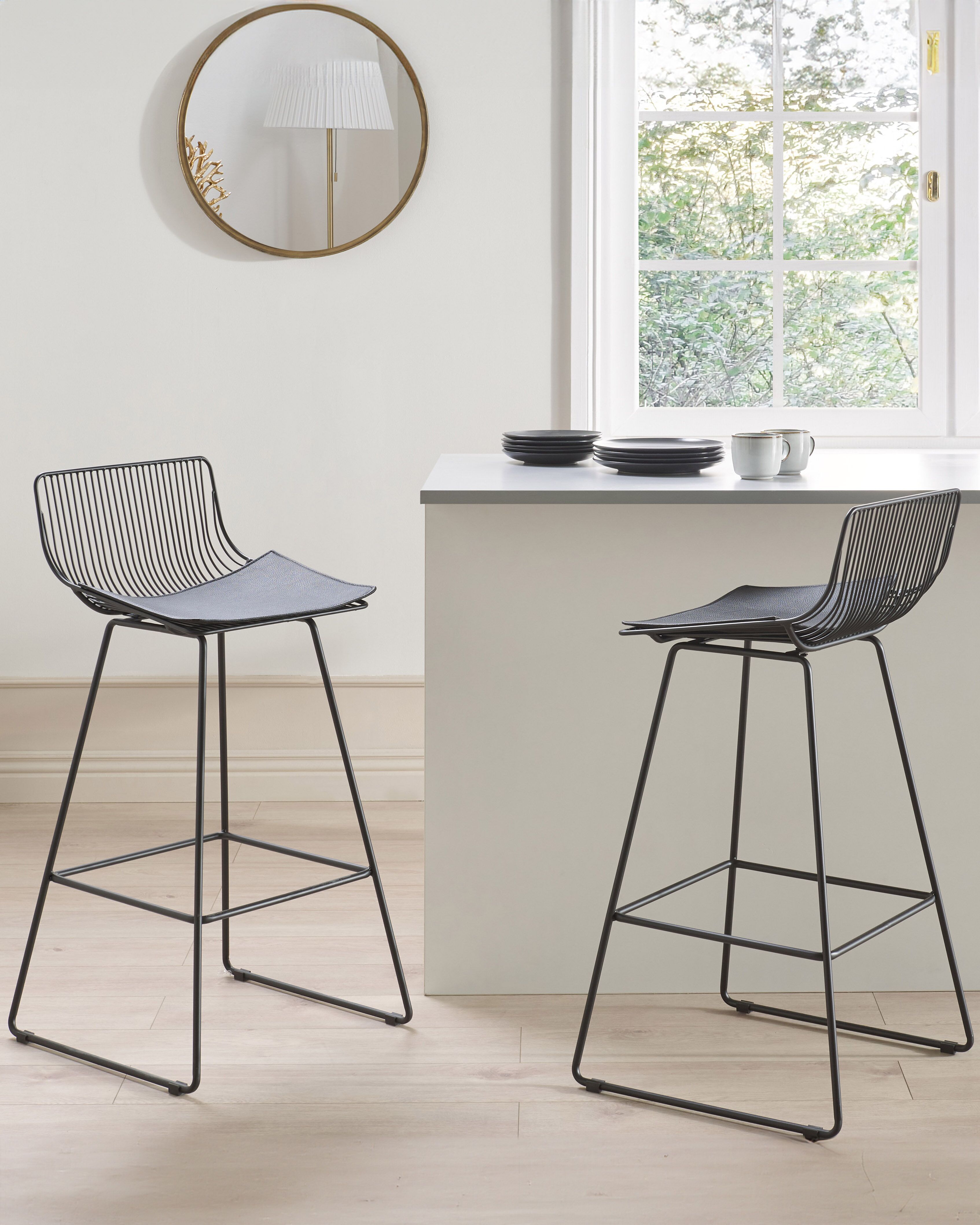 Set of 2 Bar Chairs FREDONIA Metal Black