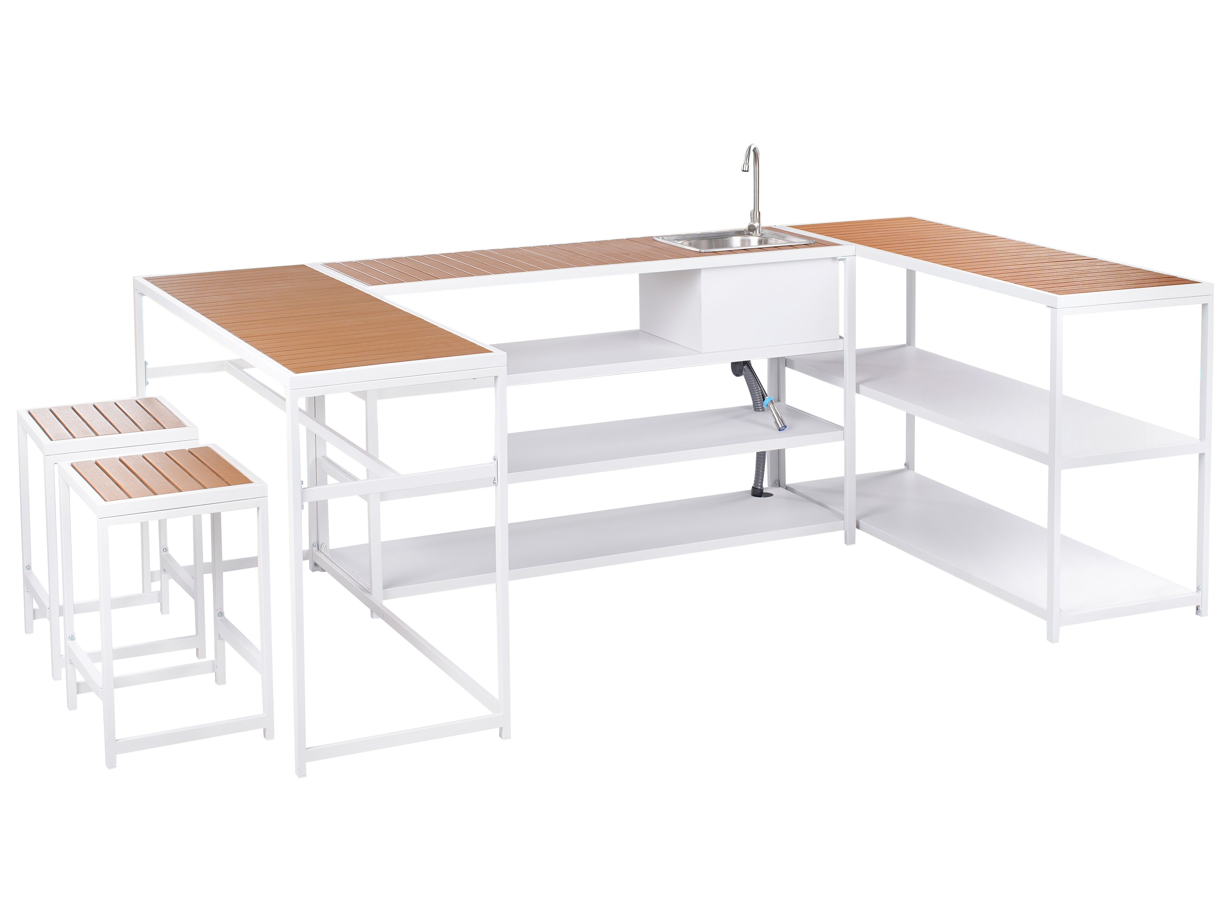 Outdoor Kitchen Set with Sink AVETRANA Metal Brown/ White