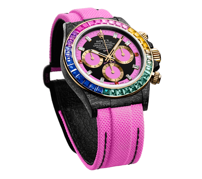 ROLEX Diw Daytona carbon rainbow pink 40mm carbon(1:1 replica) - Top club