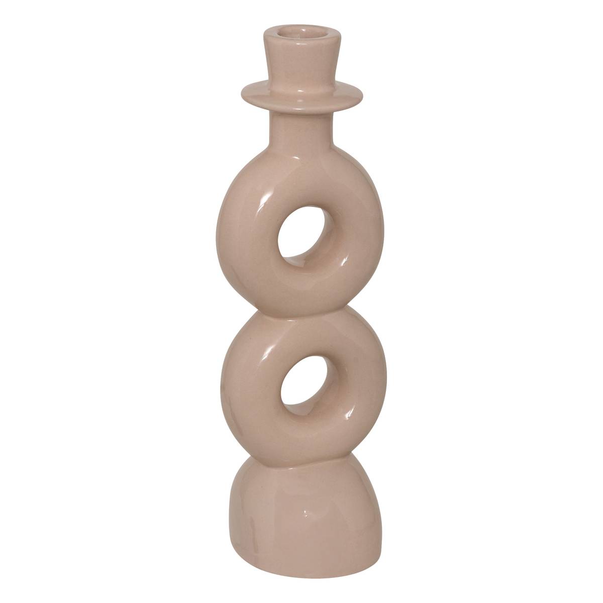 Set of 2 candlesticks "Mala" Beige and black, H.18/25 cm