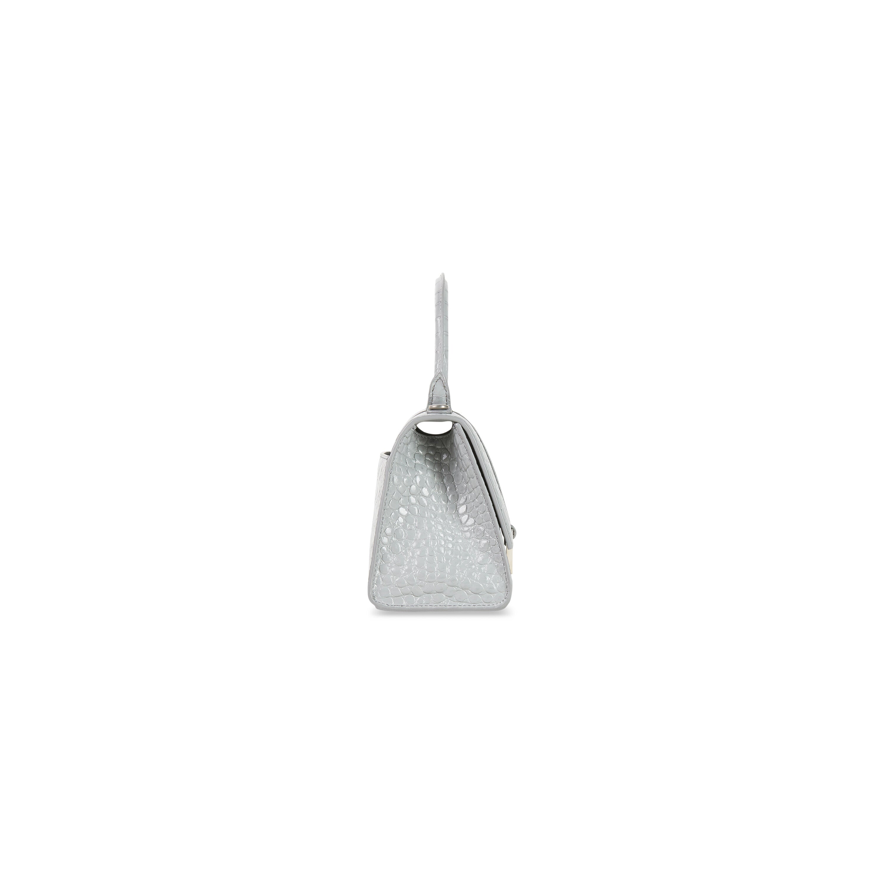 WOMEN'S HOURGLASS SMALL HANDBAG CROCODILE EMBOSSED IN GREY - Replicaclubs