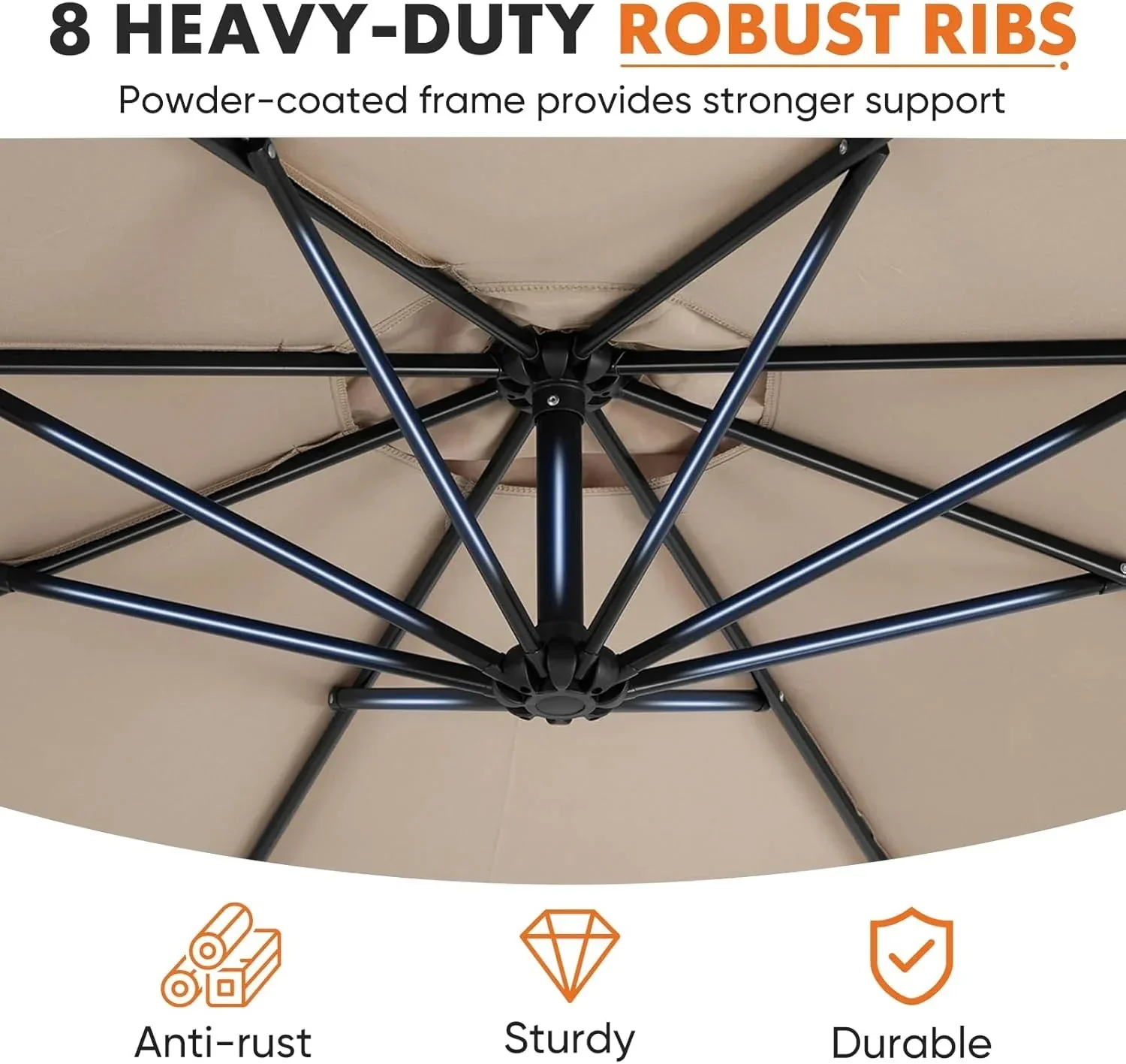 Sweetcrispy 9.8FT Offset Patio Umbrella With Easy Tilt Adjustment, 8 Ribs, Blue - Image 14 Sweetcrispy 9.8FT Offset Patio Umbrella With Easy Tilt Adjustment, 8 Ribs, Blue - Image 14