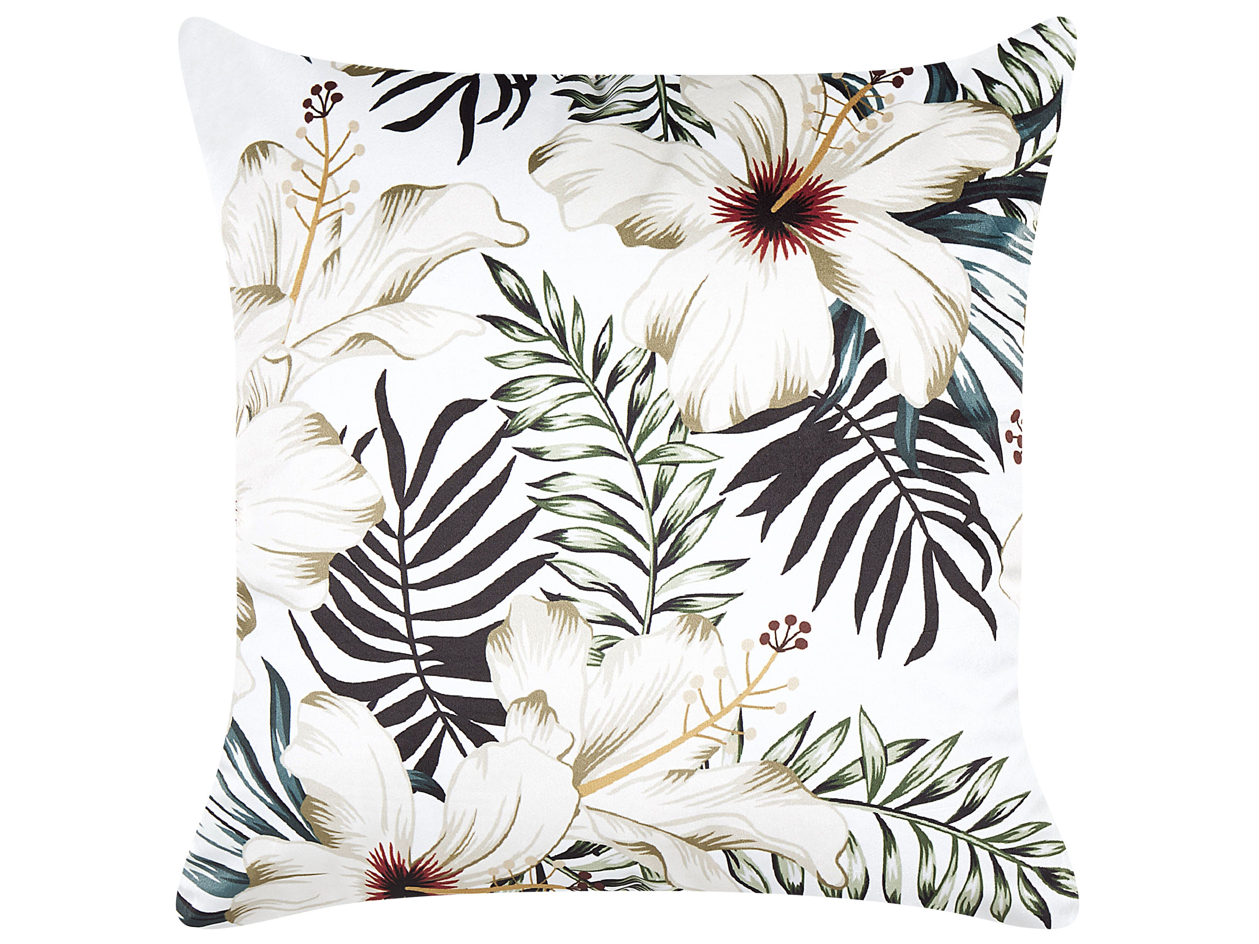 Throw Cushion OKRA Velvet 45 x 45 cm Multicolour Plant Pattern