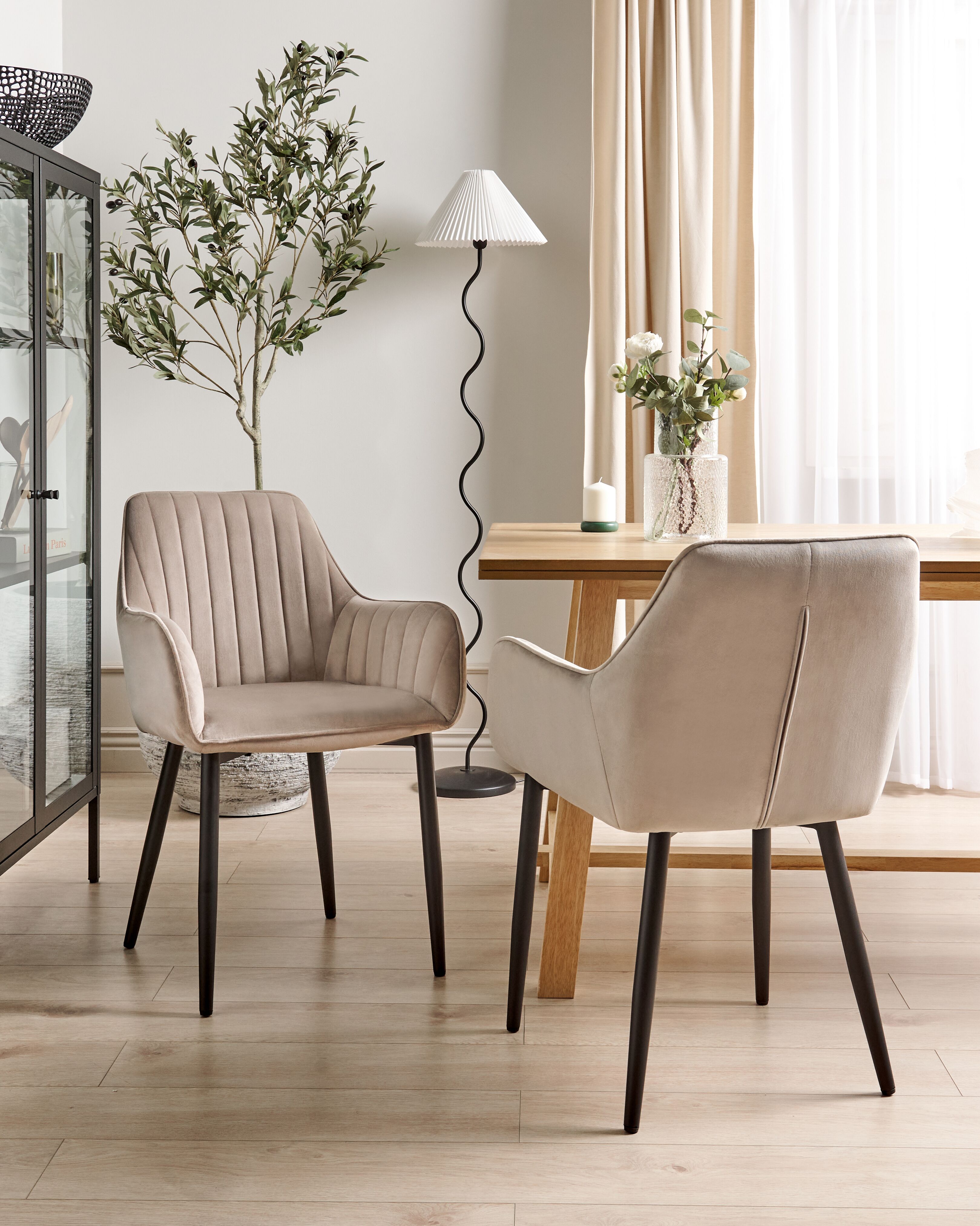 Set of 2 Dining Chairs WELLSTON Velvet Taupe