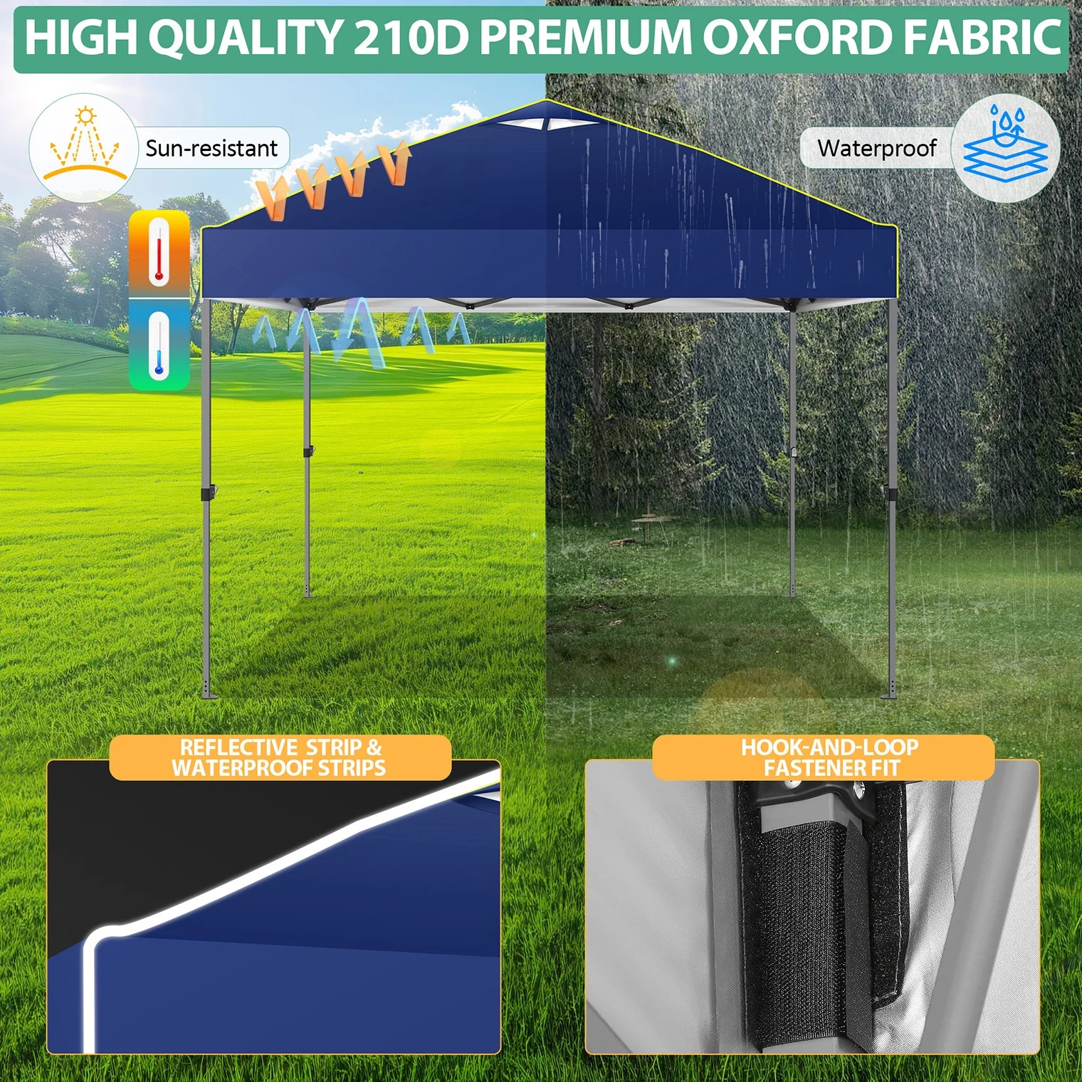 COBIZI 10x10 EZ Pop up Canopy Gazebo with Sidewalls,Pop up Canopy Tent Instant Shelter for Outdoor Party Camping Backyard Beach with Air Vent ,Carry Bag,Stakes,Ropes,Black - Image 26