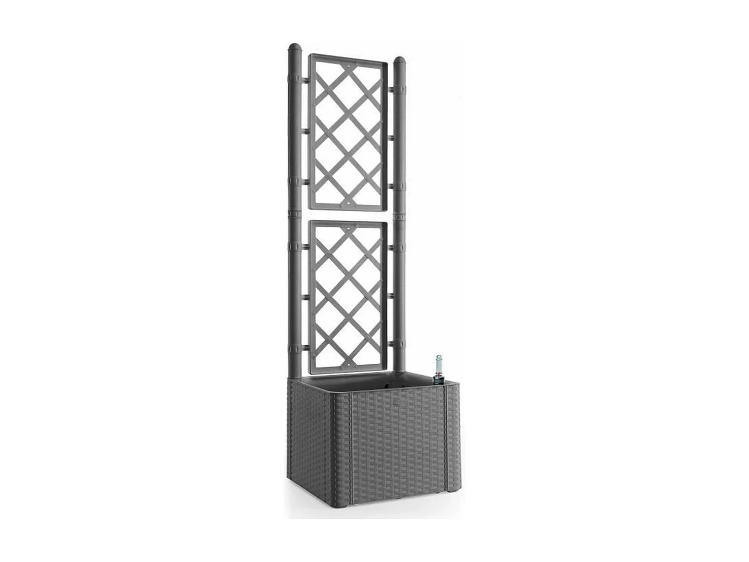 Bac à fleur deluxe - carre avec treillis stone gris - 43 x 43x142 cm