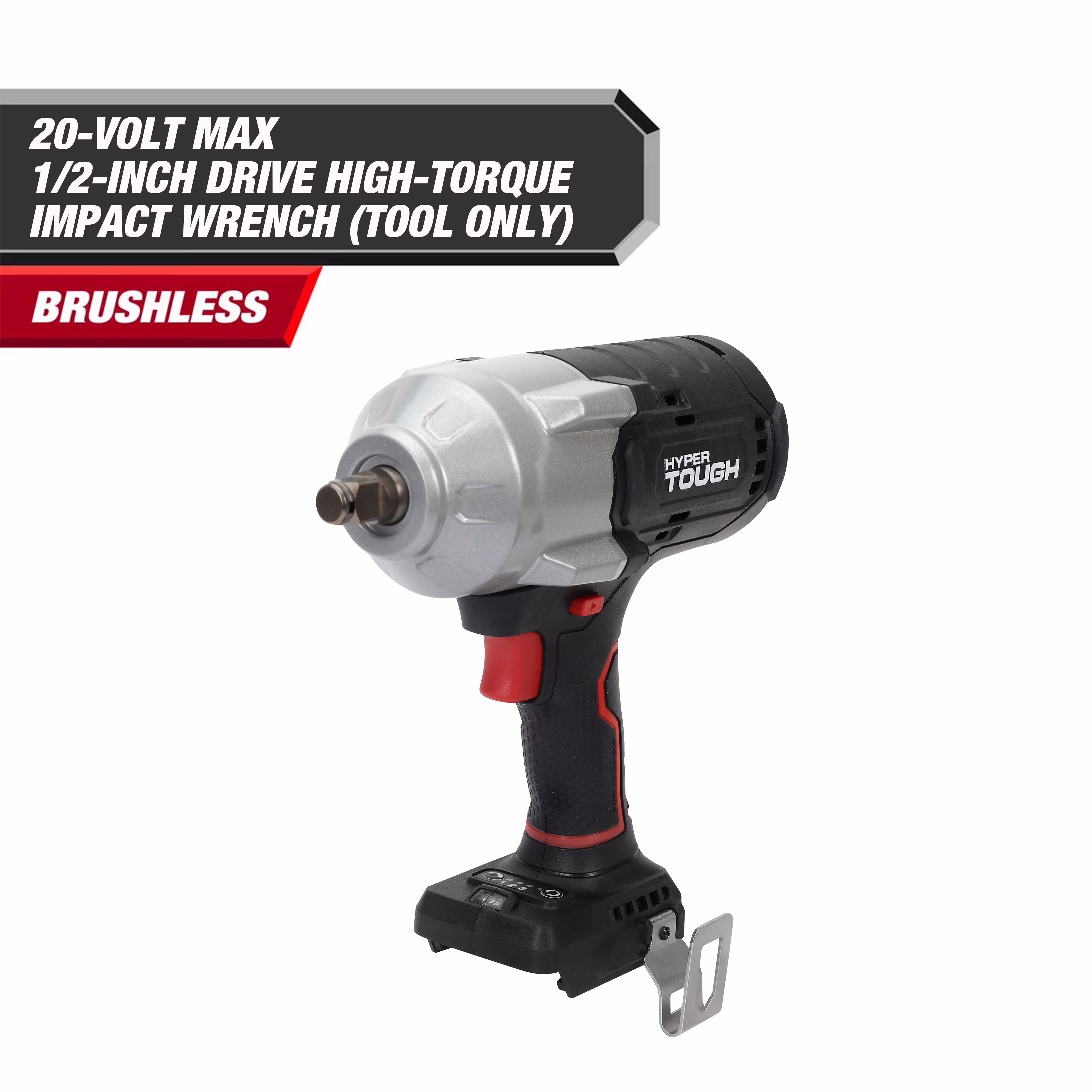 Hyper Tough 20V Max Brushless 1/2-inch High-Torque Cordless Impact Wrench with 4.0Ah Lithium-Ion Battery and Charger - Image 3