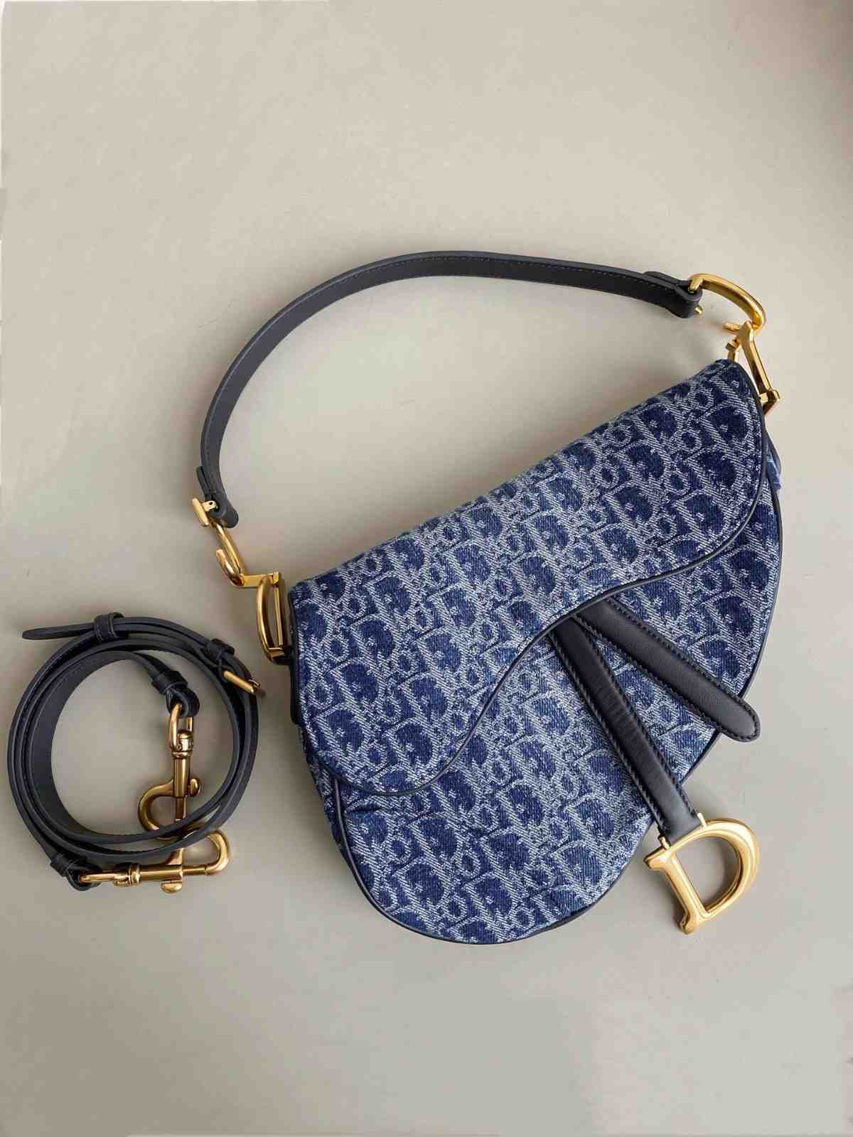 Christian Dior Denim Saddle Bag Oblique Jacquard