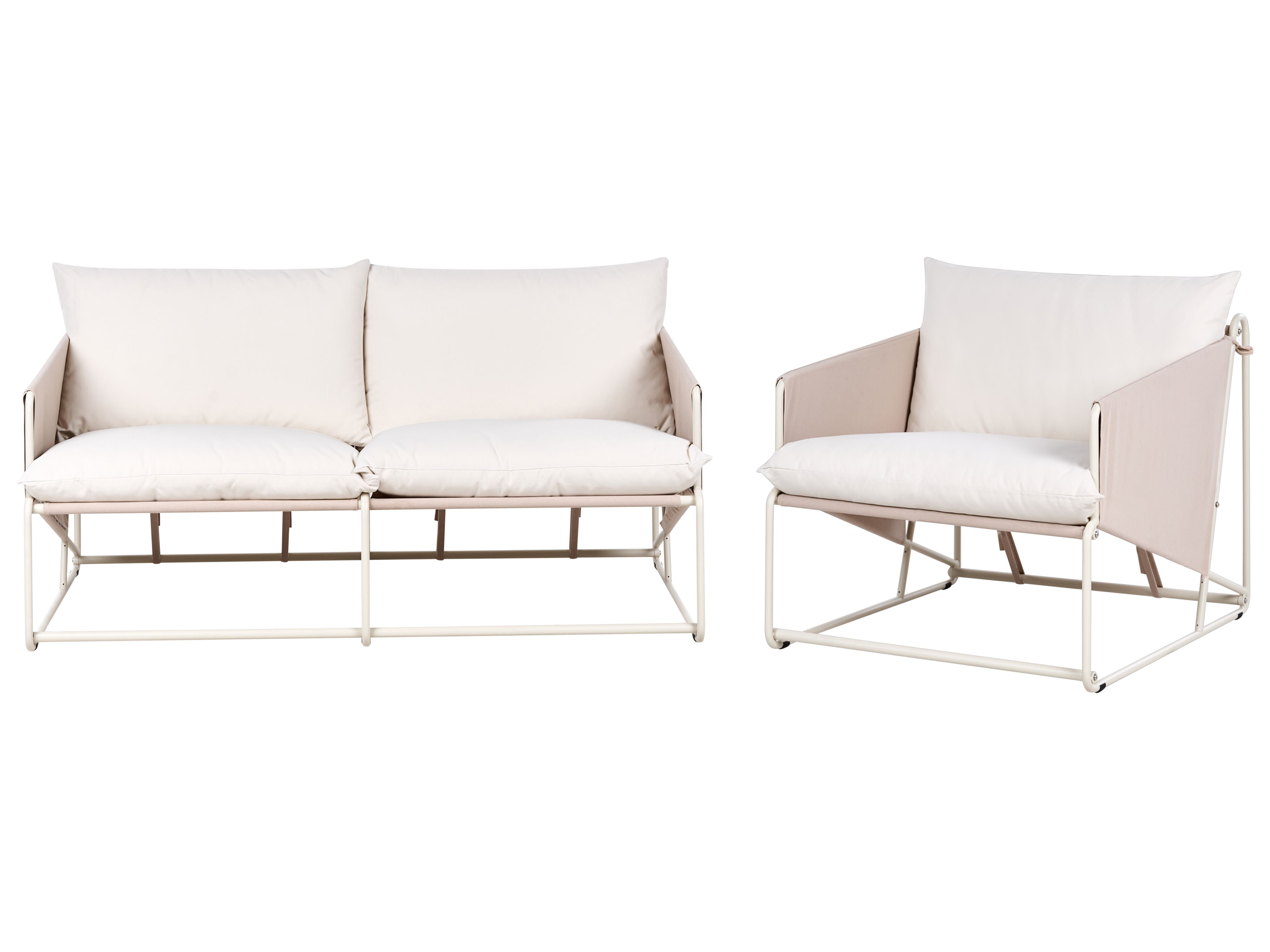 Garden Sofa Set 3 Seater PONTE Metal Light Beige
