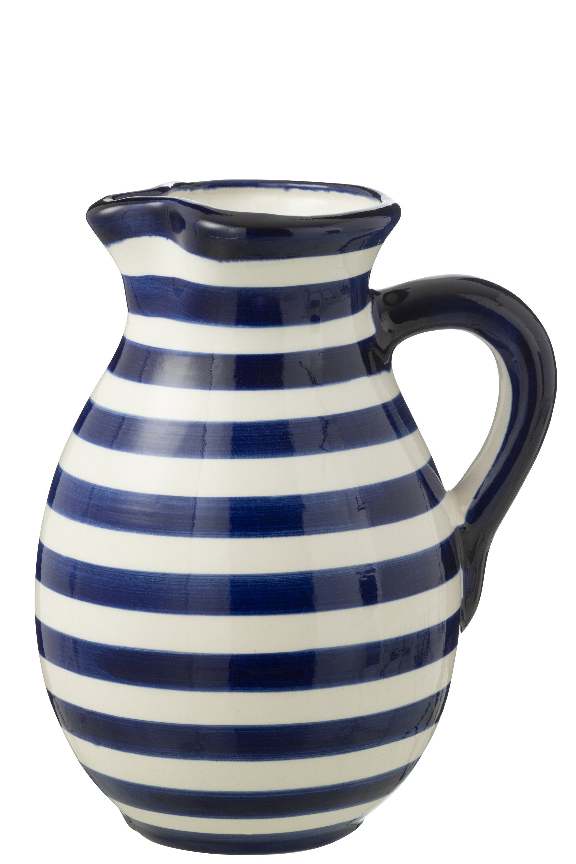 J-Line kruik Granada Stripes - keramiek - wit blauw - large