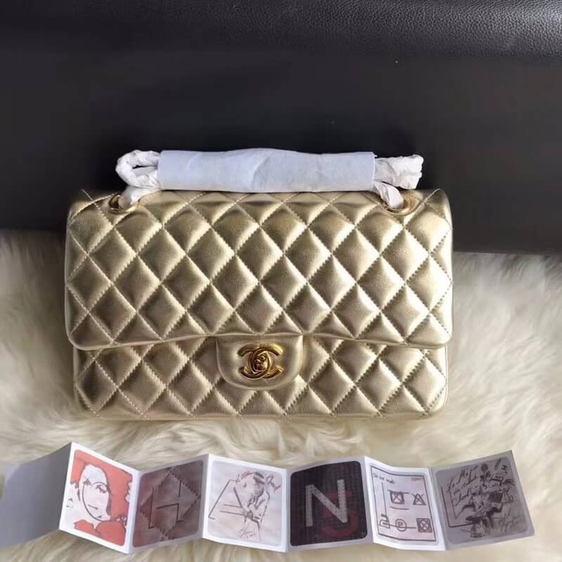 Replica Chanel 1112 Gold Medium Size 2.55 Lambskin Leather Flap Bag1:1High-quality replica