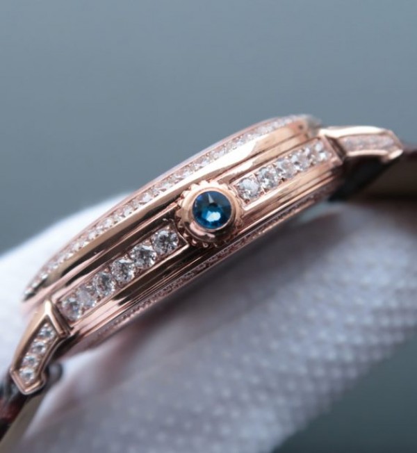 Replica Cartier Tourbillon RG Diamonds Dial Bezel Leather Strap - Top club