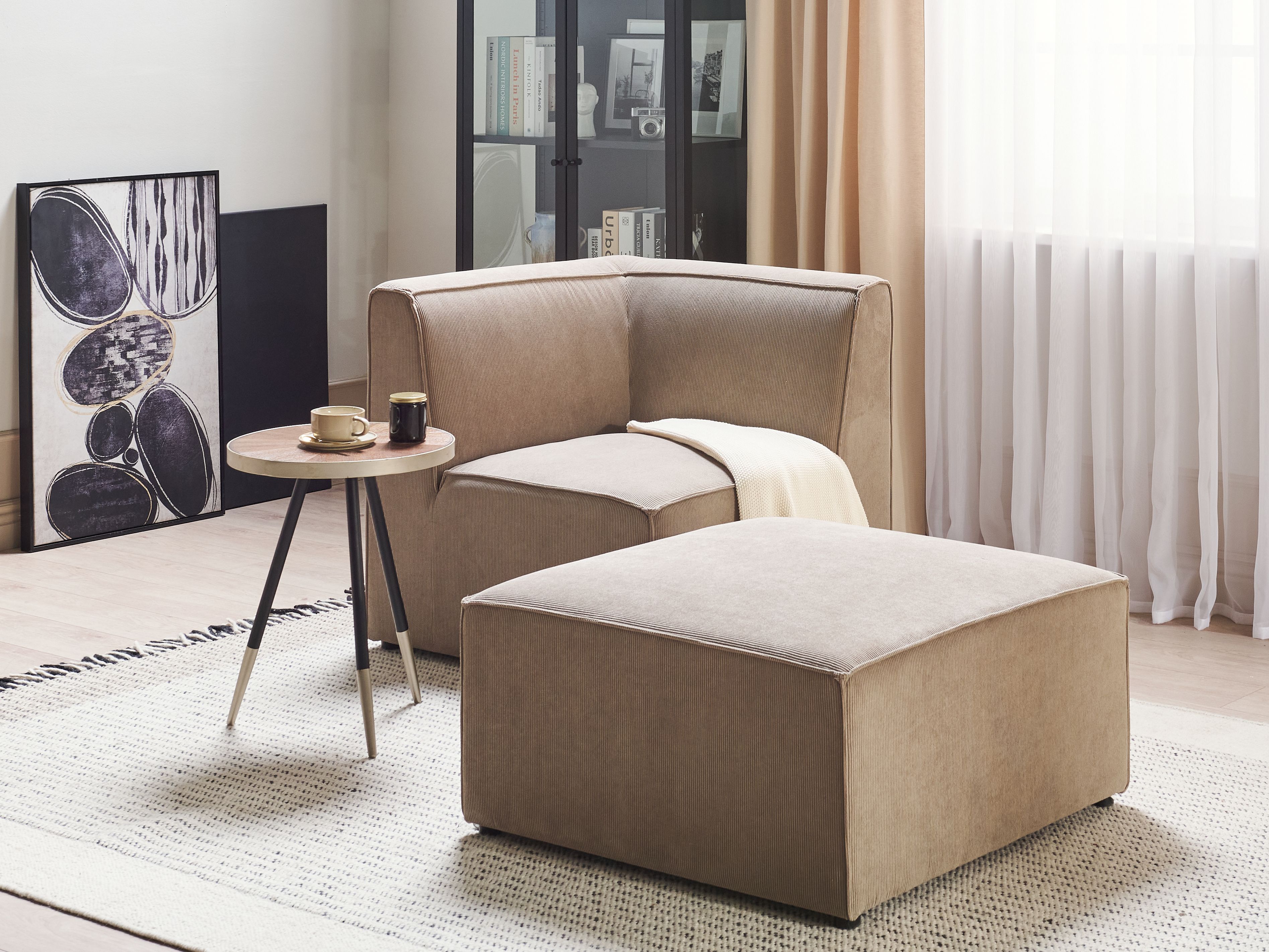 Ottoman LEMVIG Corduroy Taupe