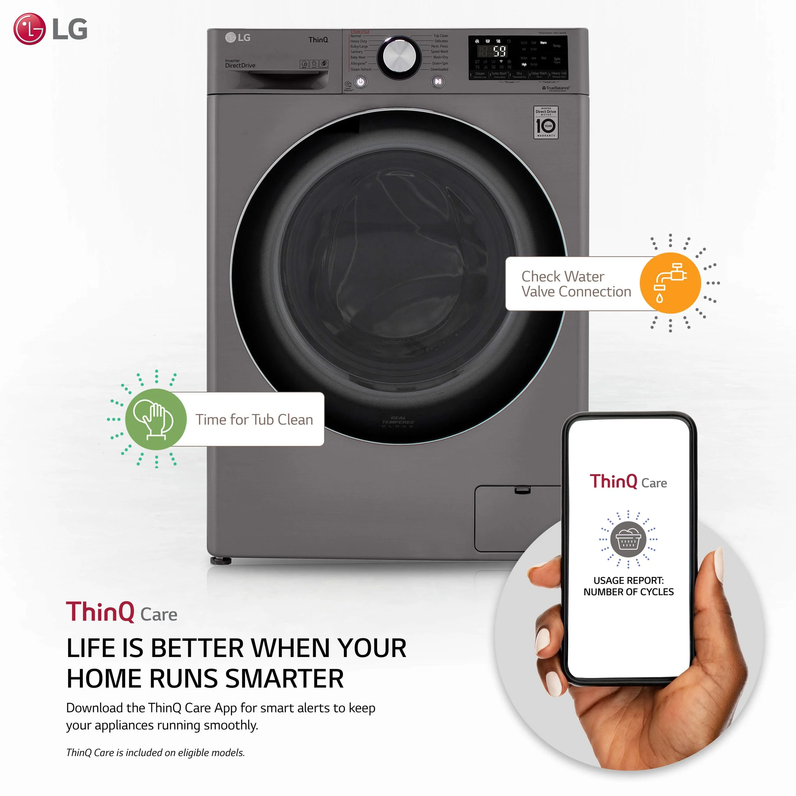 LG WM3555HVA combination washer electric dryer