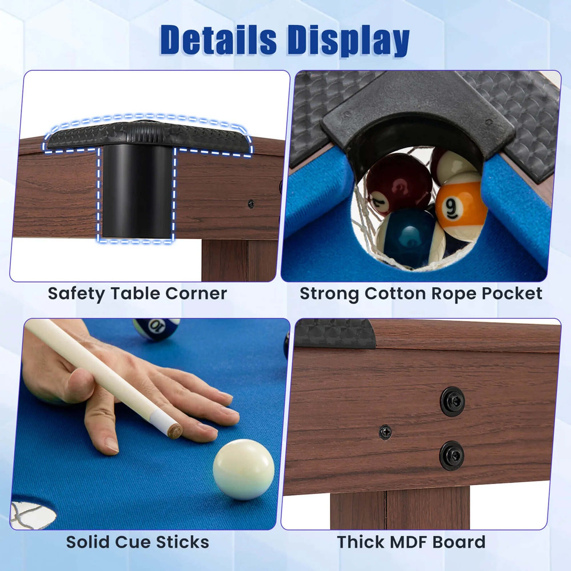 Costway 48" Pool Table for Kids & Adults with Full Set of Balls 2 Cue Sticks 2 Chalks Green - Image 14