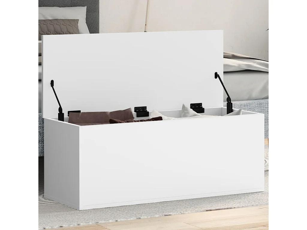 Boîte de rangement blanc 90x35x35 cm bois d'ingénierie
