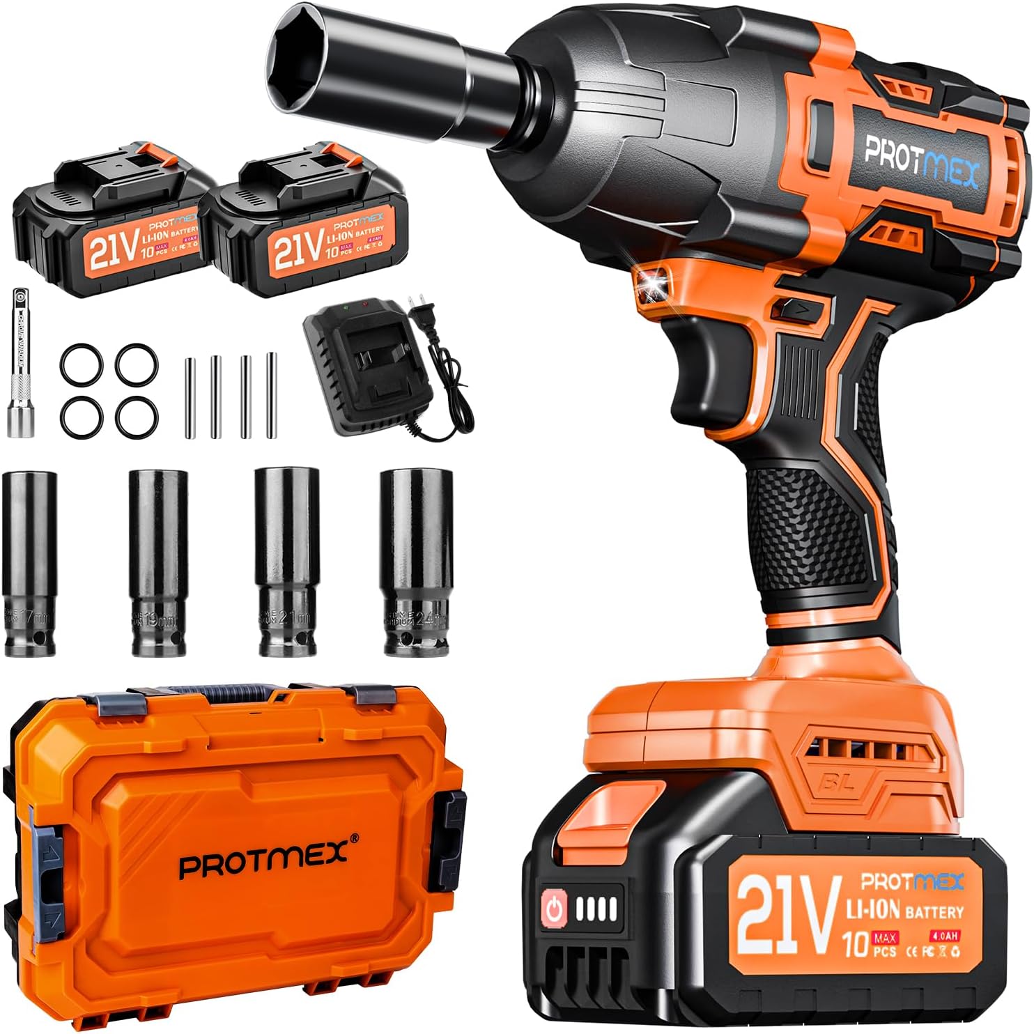 Protmex Cordless Impact Wrench, 900Ft-lbs (1200N.m) 1/2