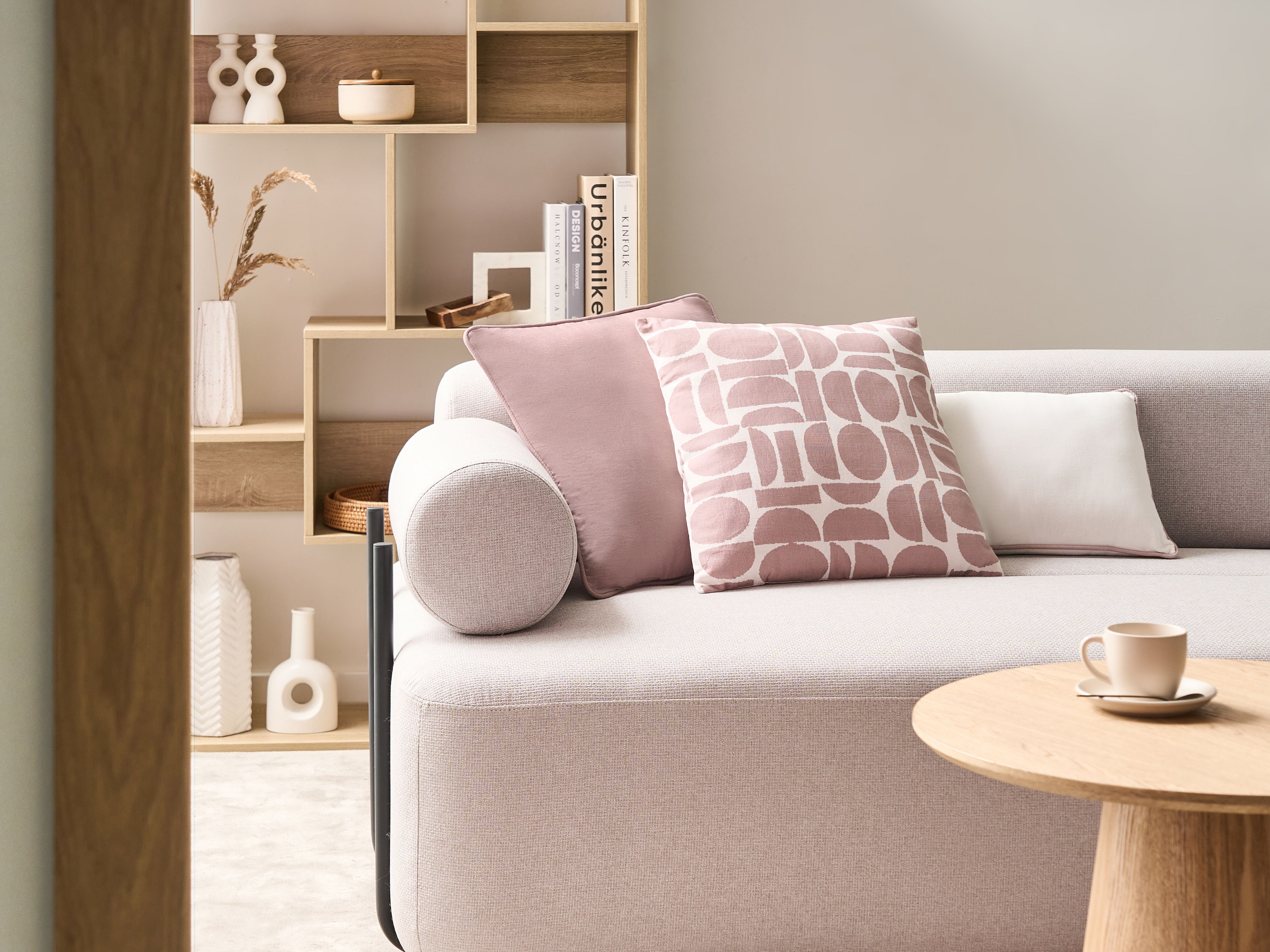 Set of 3 Decorative Cushions PENTACE Cotton 30 x 50 cm 45 x 45 cm Pink Solid