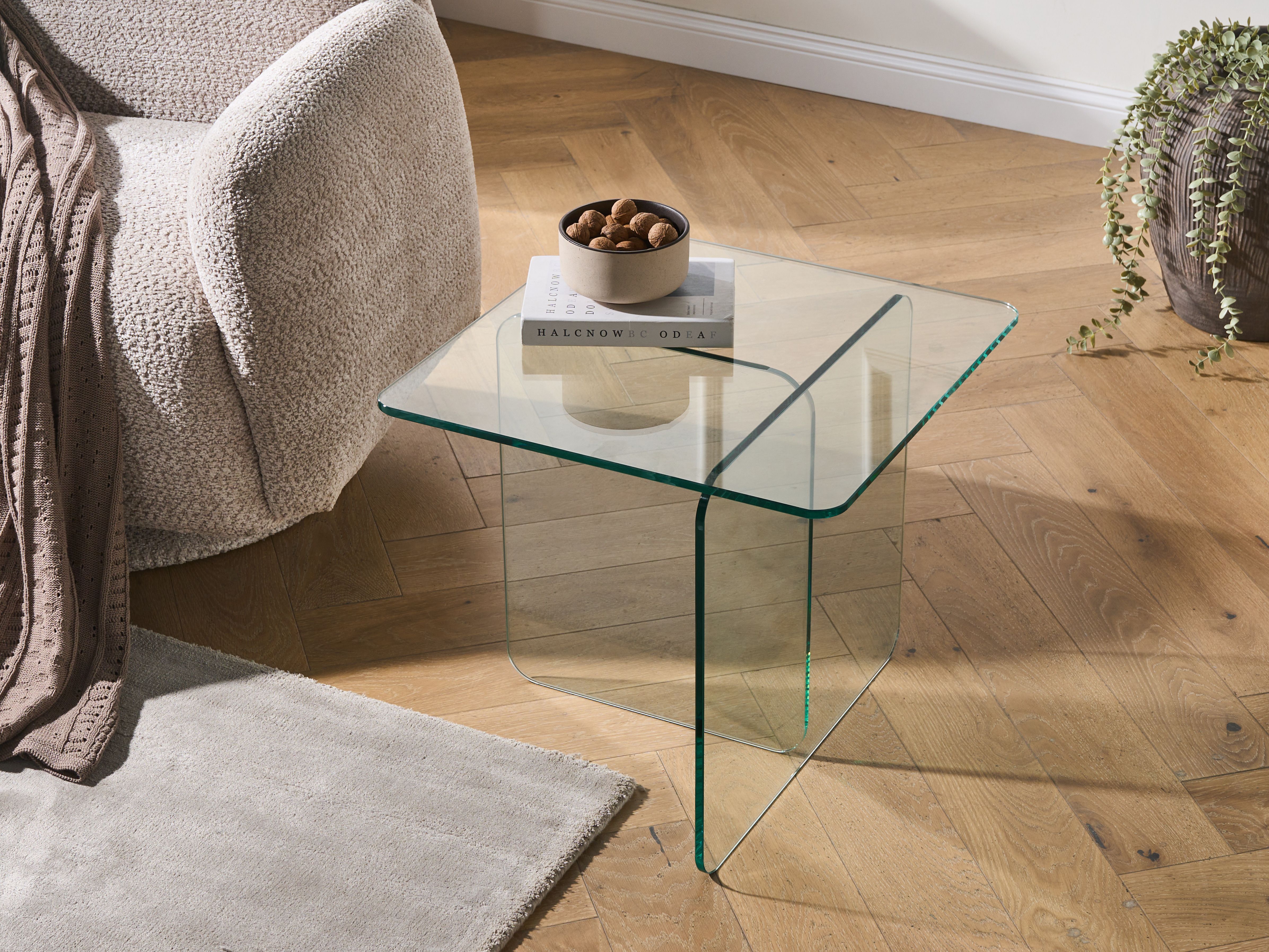 Side Table AMISK Tempered Glass Transparent