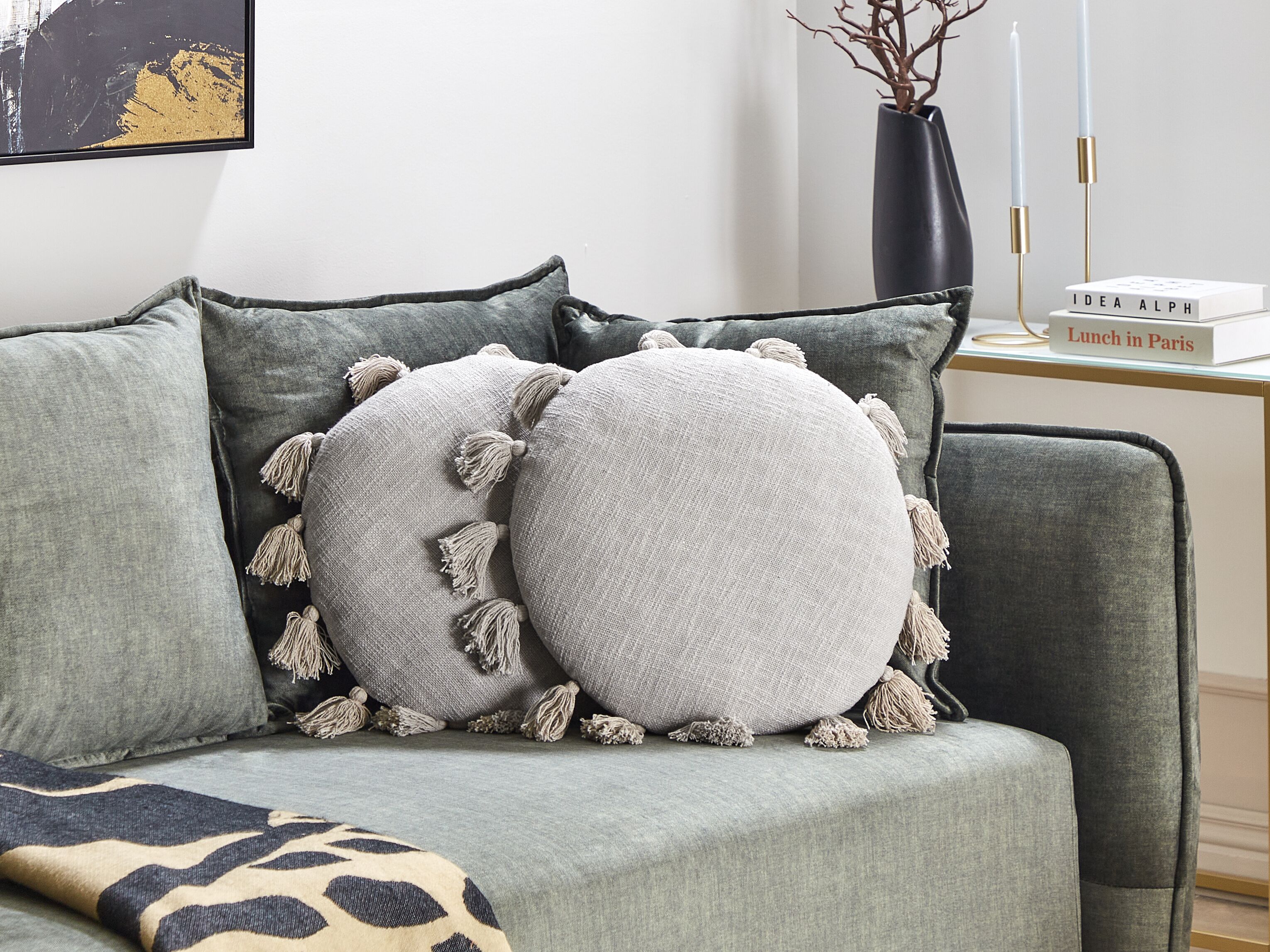 Set of 2 Decorative Cushions MADIA Cotton 45 x 45 cm Grey Solid
